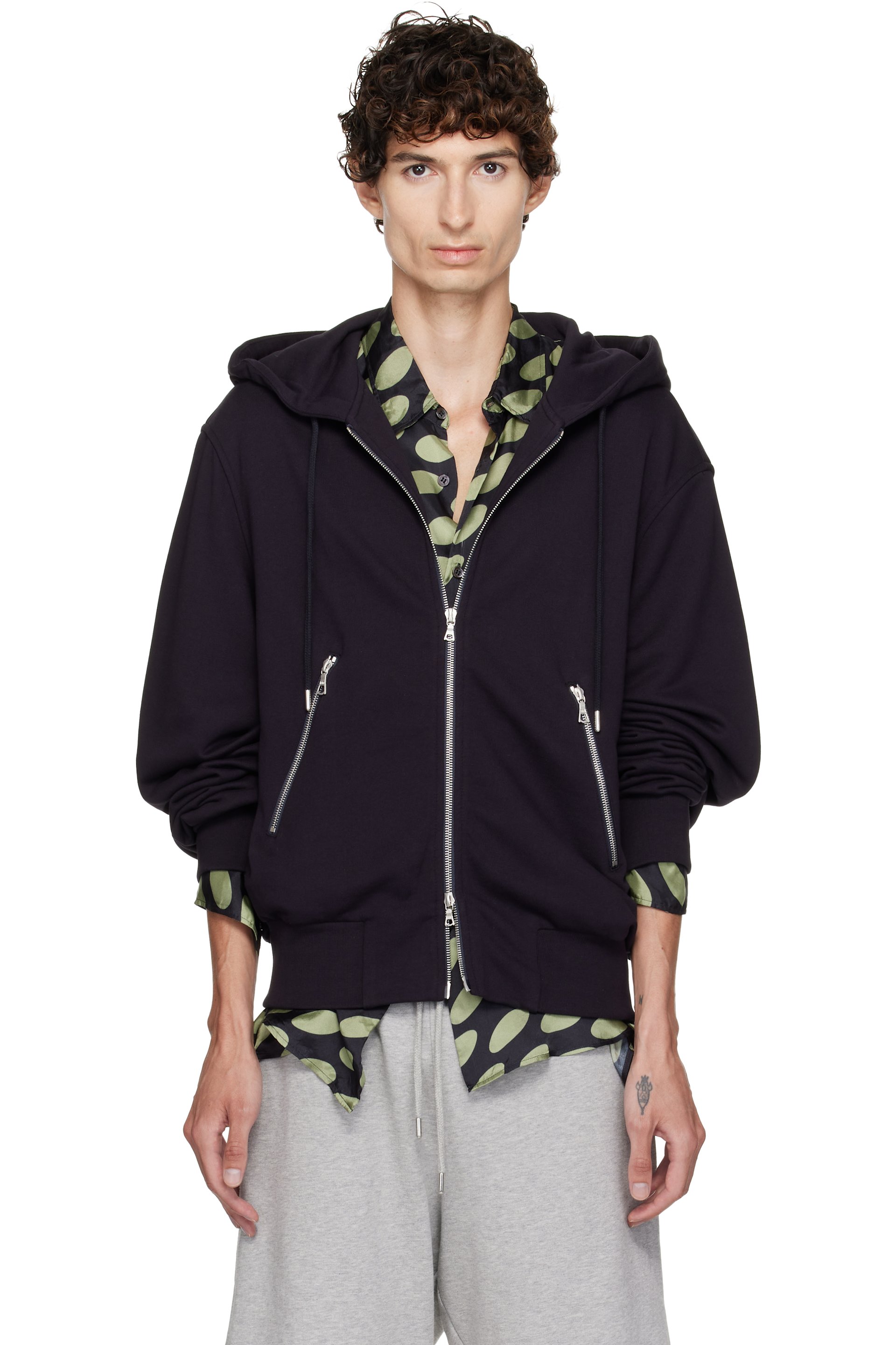 Dries Van Noten - Navy Cotton Zip Hoodie