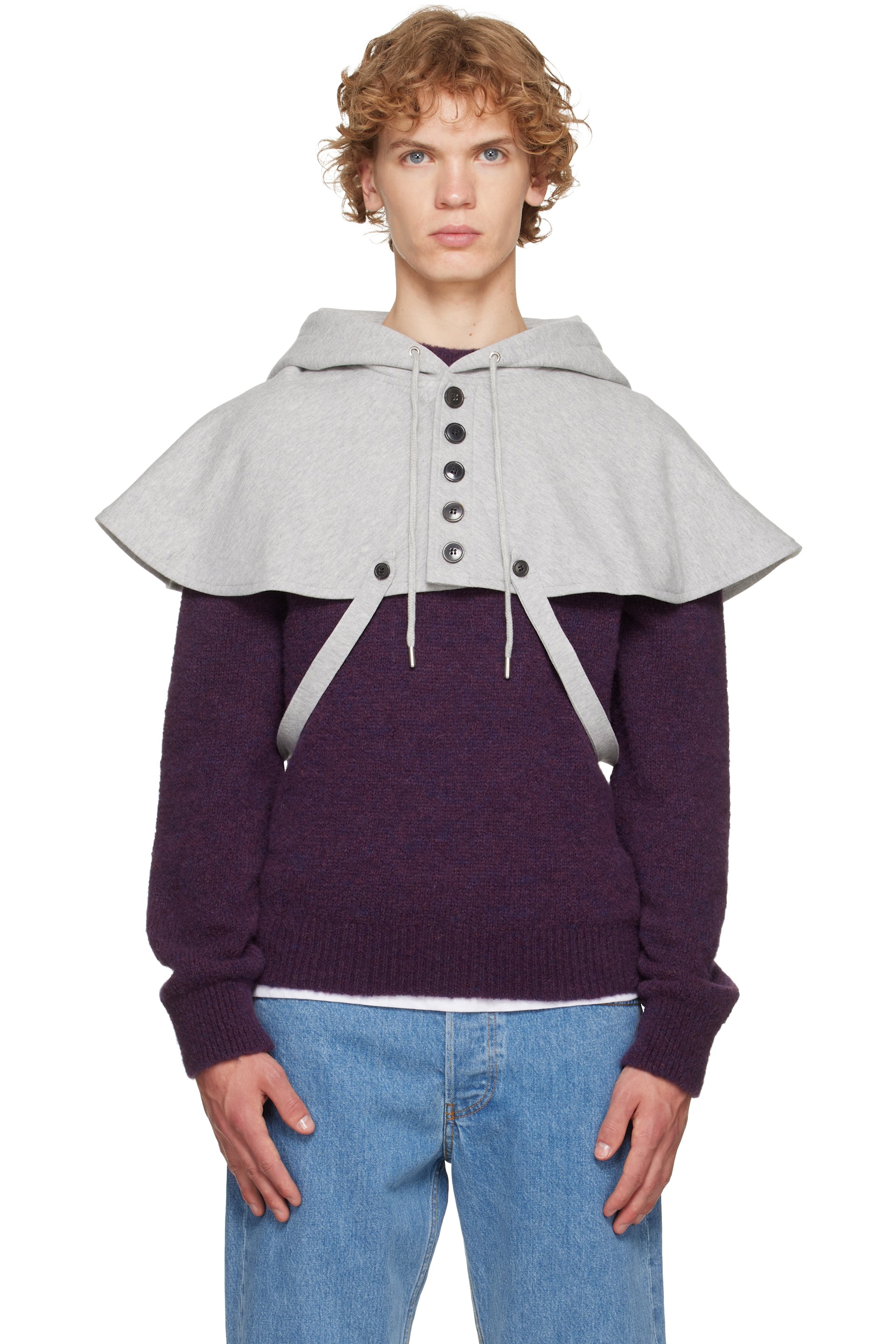 Dries Van Noten - グレー Cape フーディ