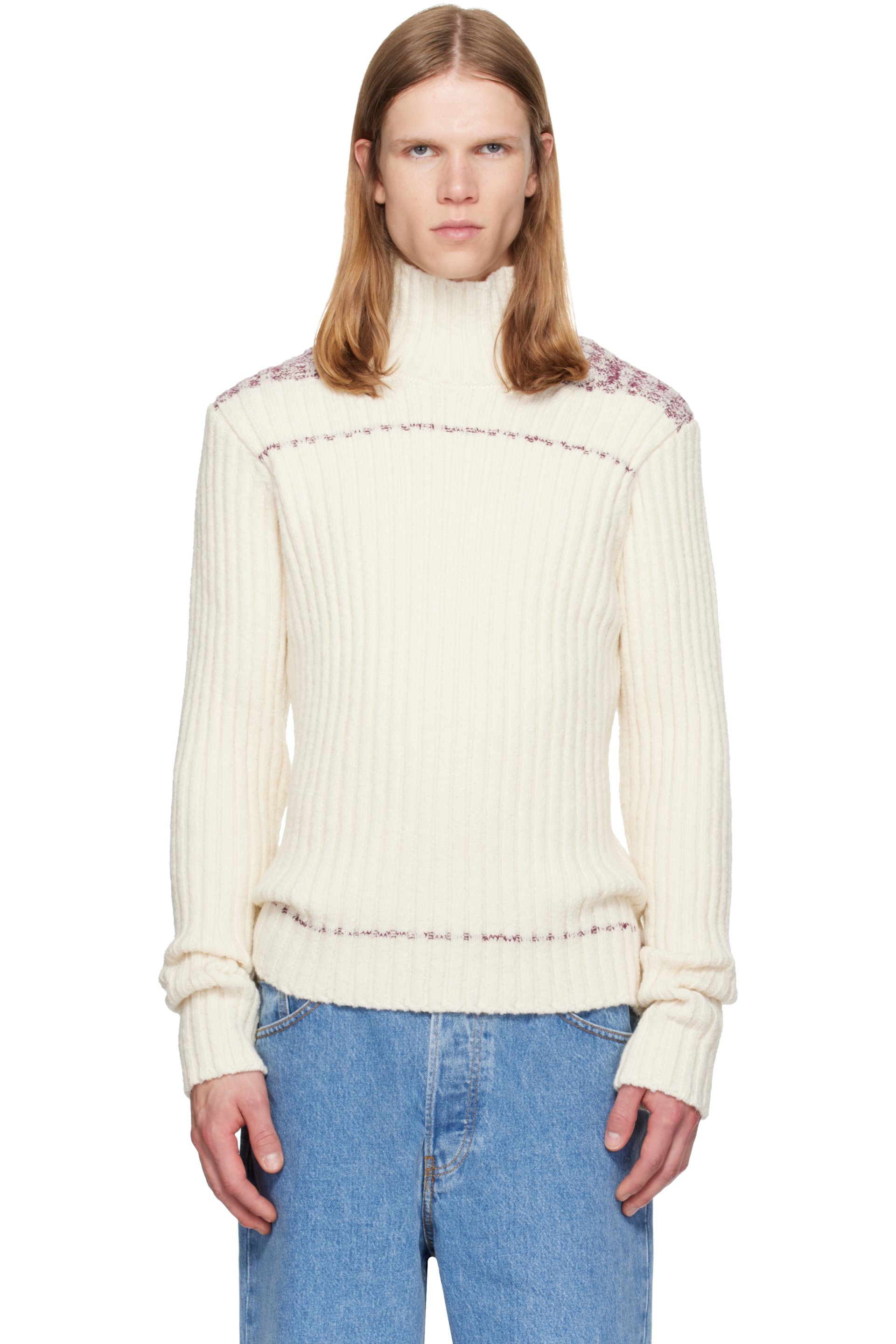 Dries Van Noten - Off-White Rib-Knit Wool Turtleneck