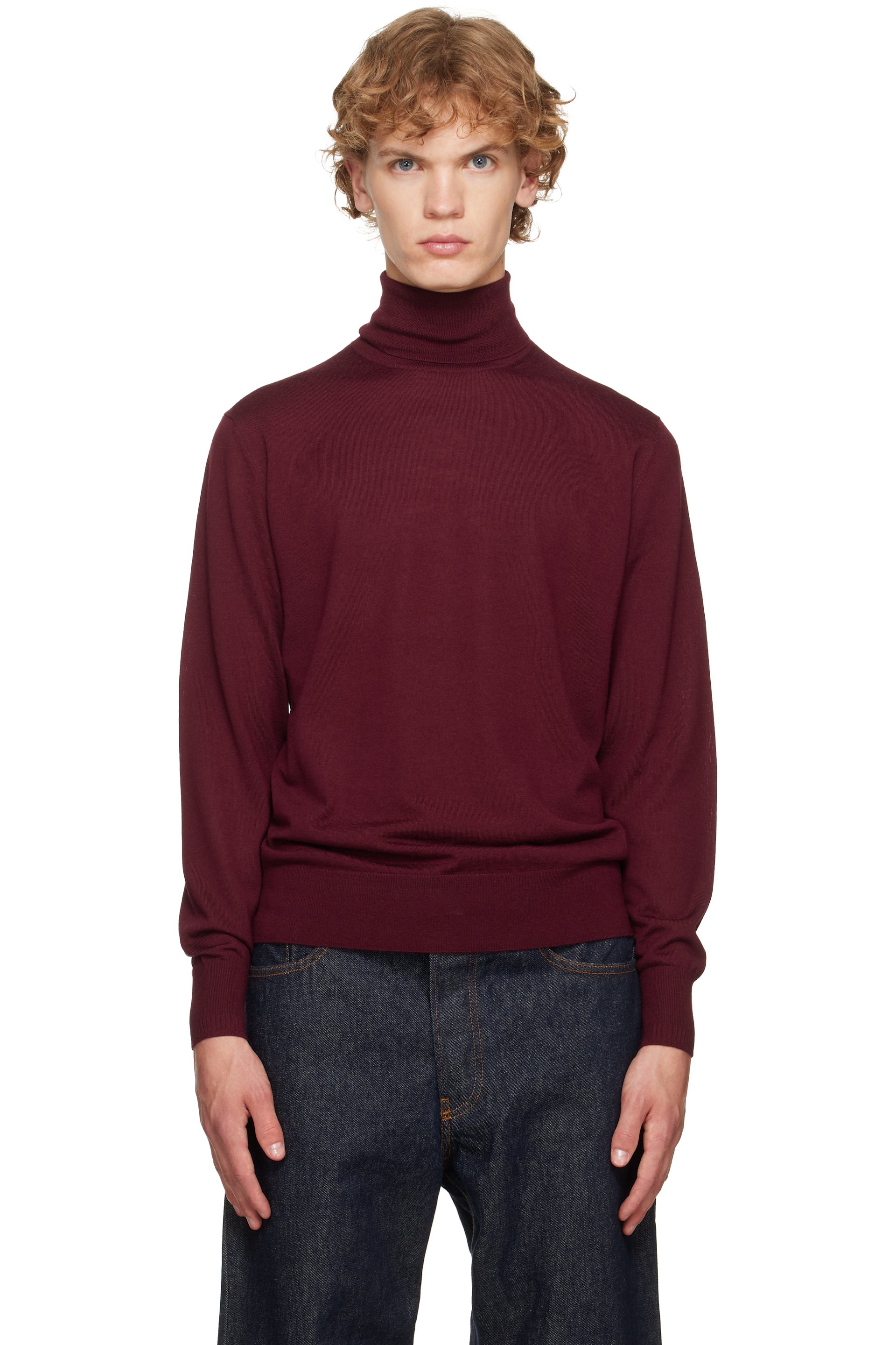 Dries Van Noten - バーガンディ メリノウール タートルネック