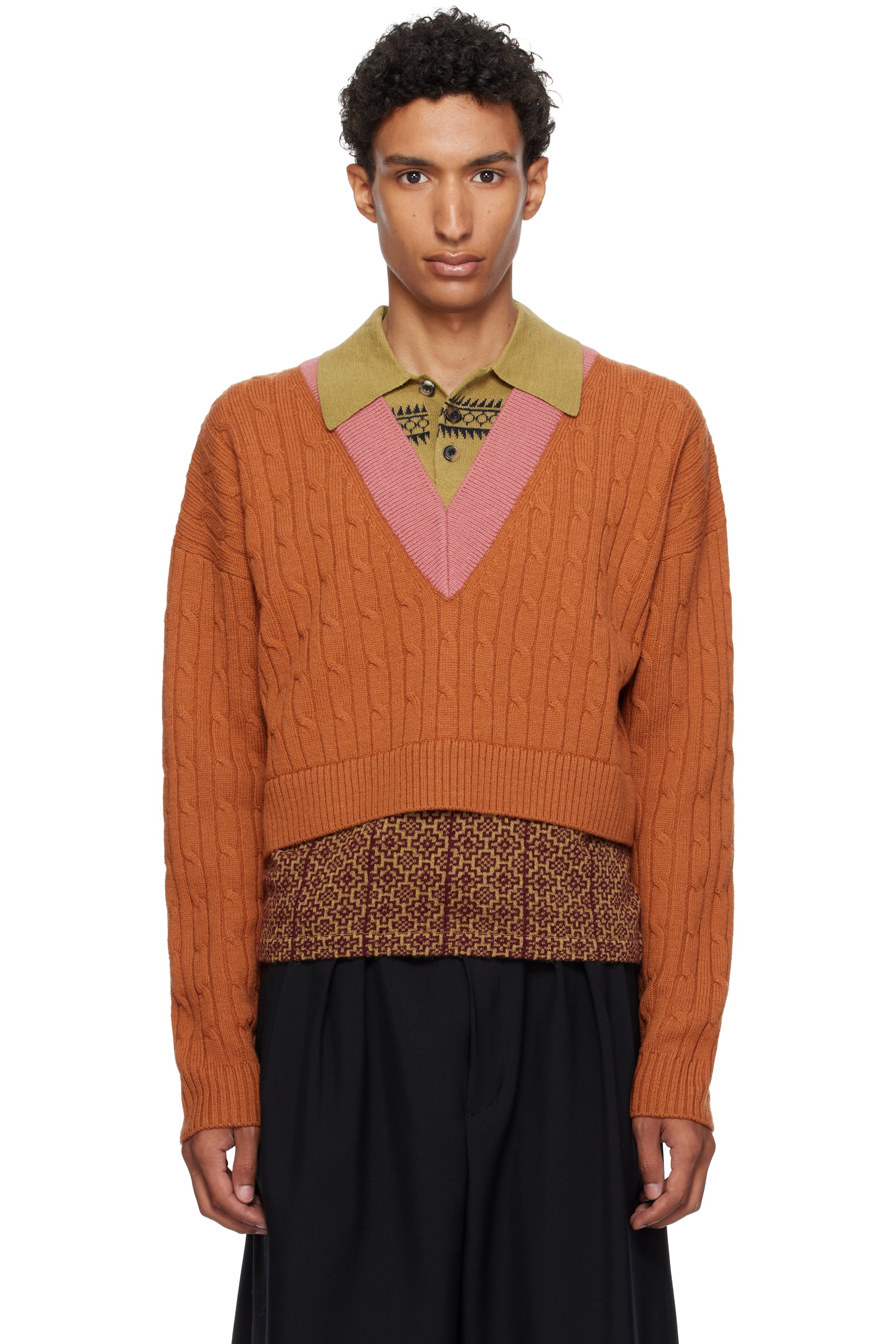 Dries Van Noten - Orange Layered Wool Sweater