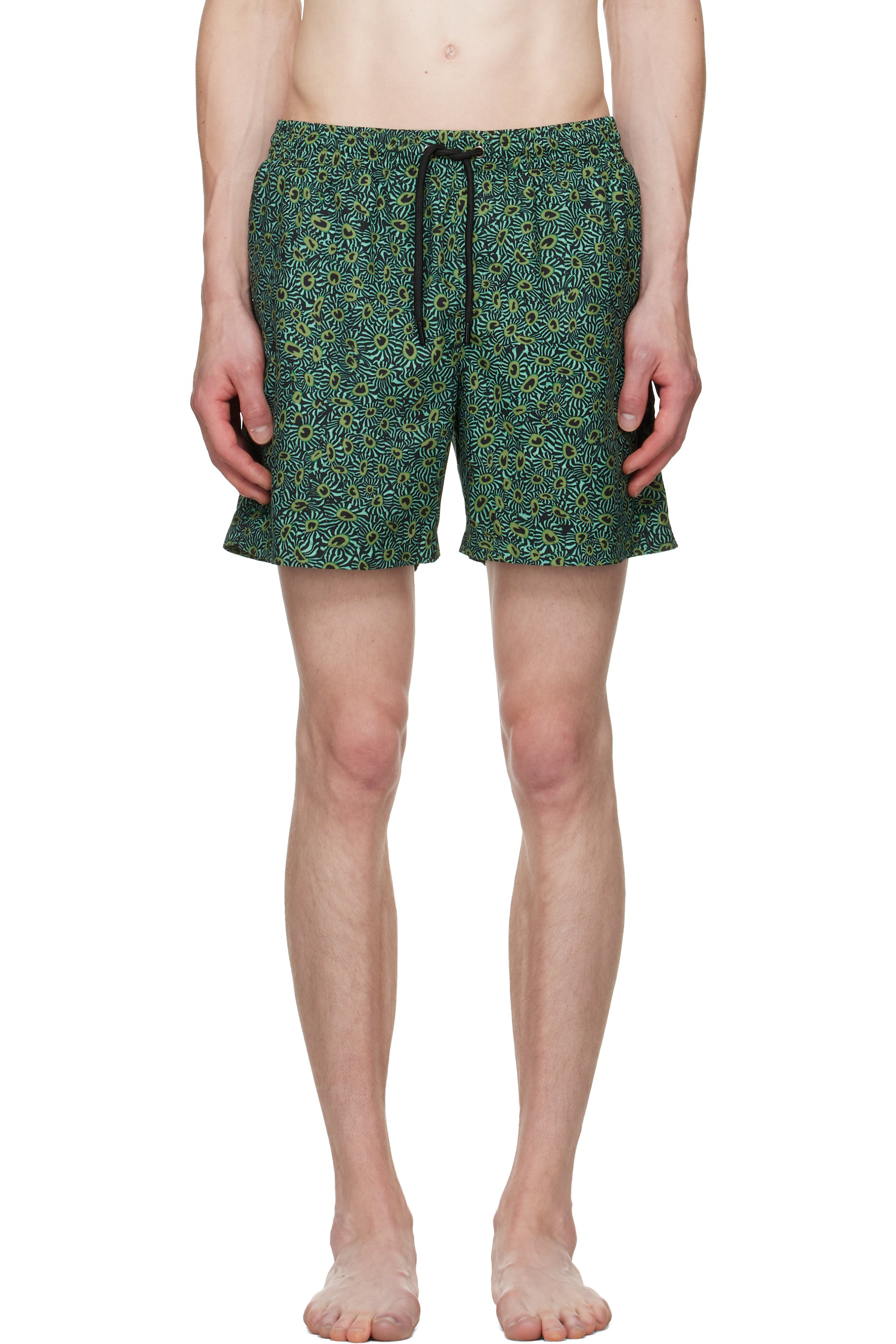 Dries Van Noten - Maillot de bain vert à motif graphique imprimé