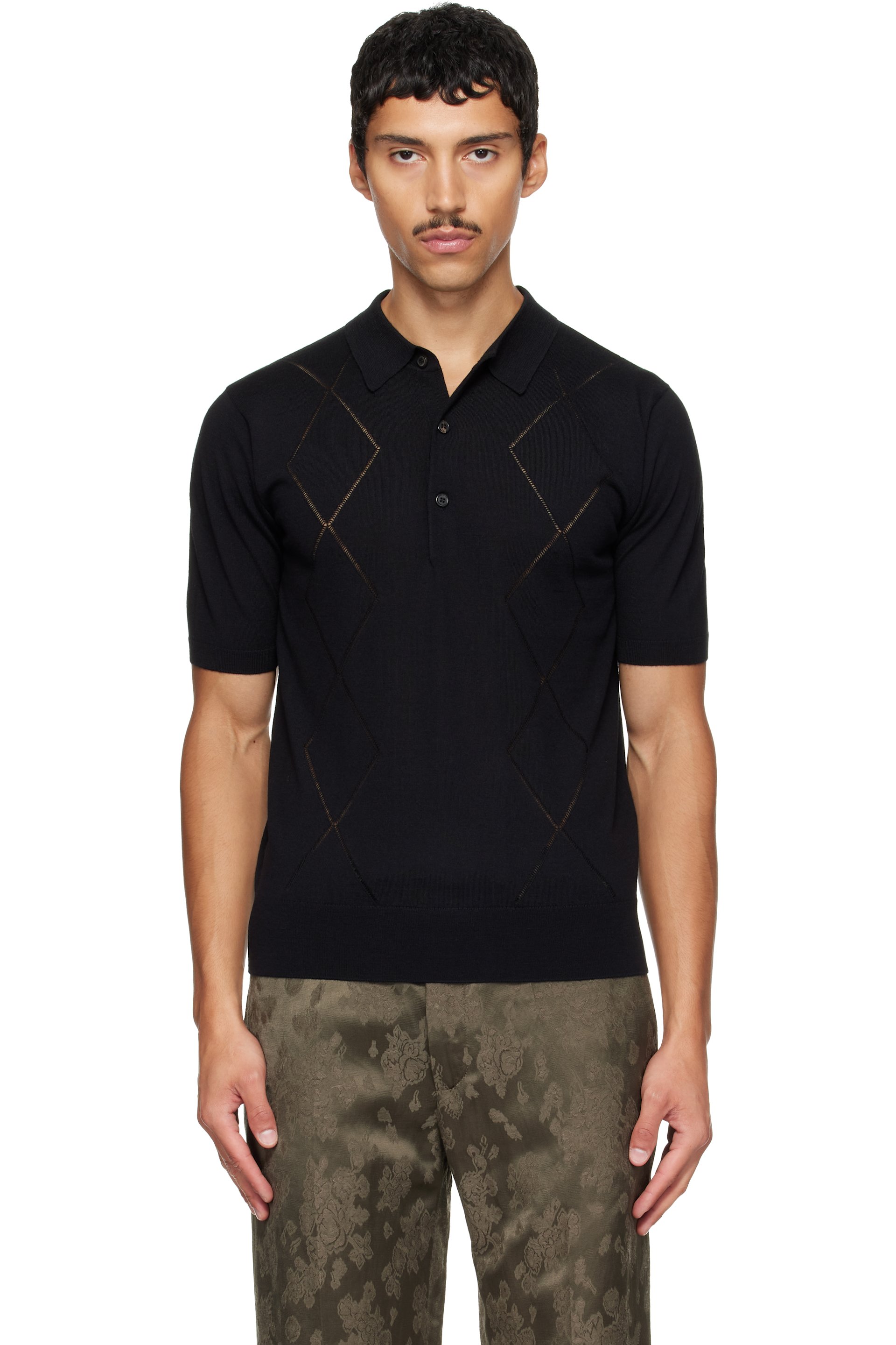 Dries Van Noten - Black Wool Polo