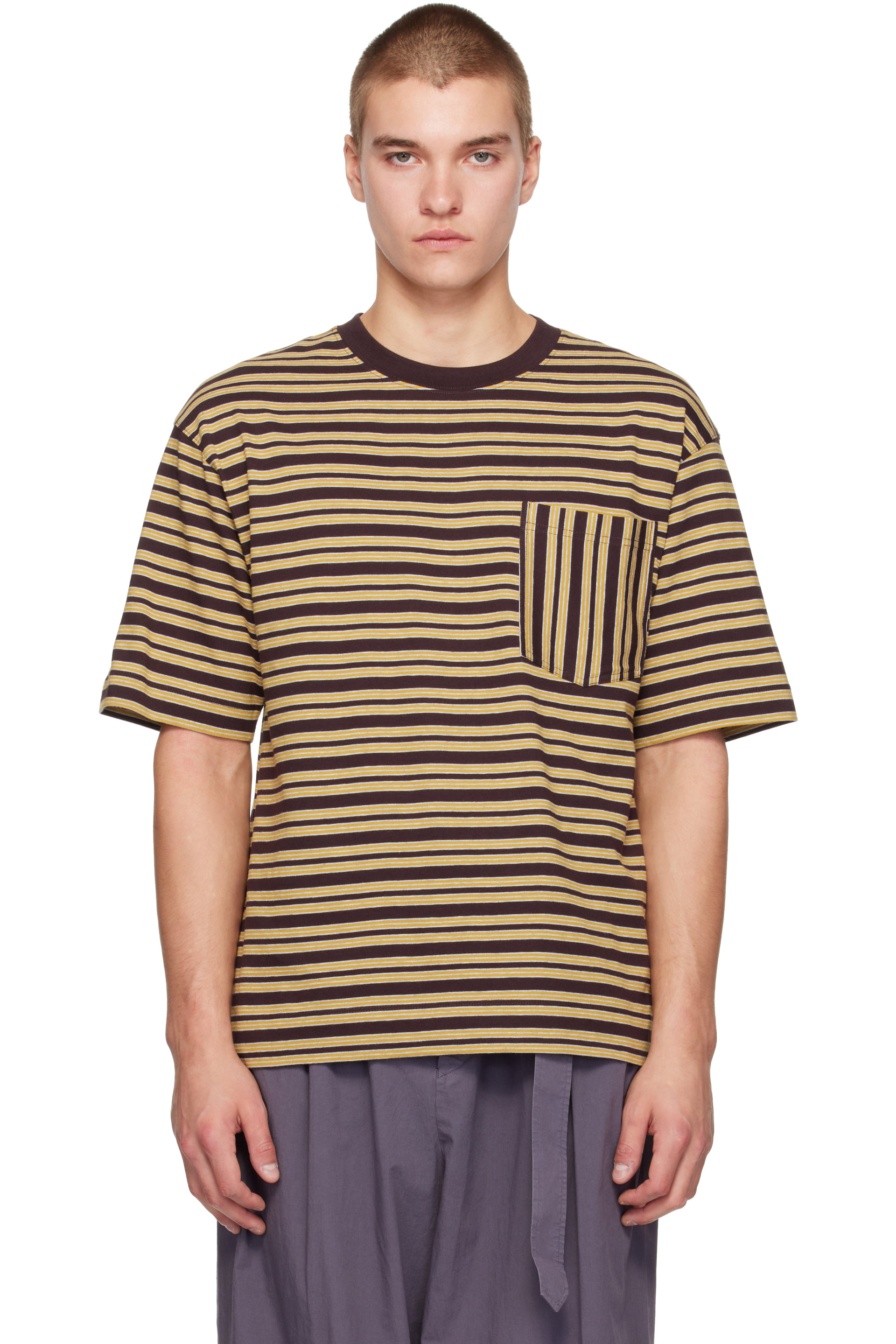 Dries Van Noten - Burgundy & Yellow Striped T-shirt