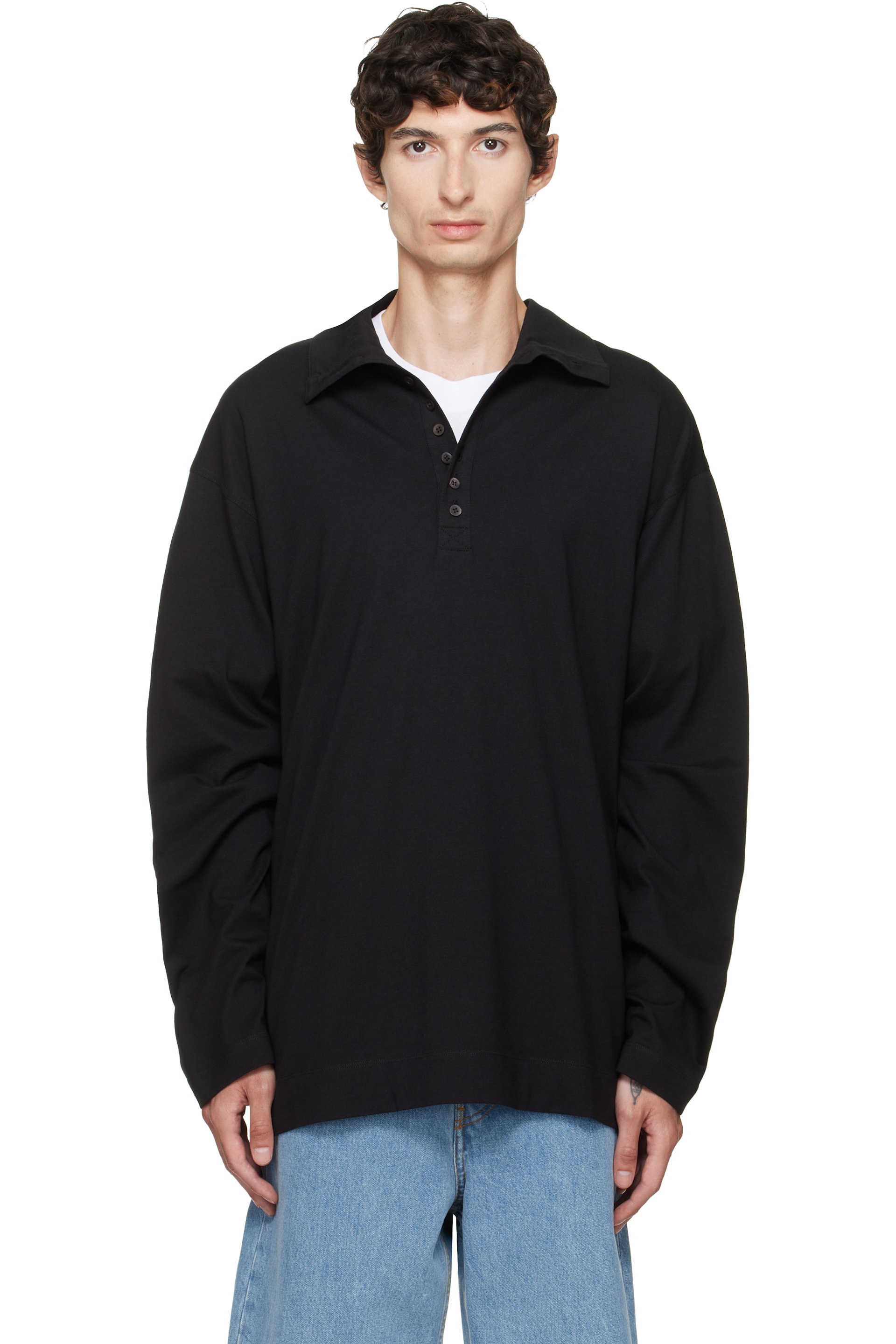 Dries Van Noten - Black Cotton Polo