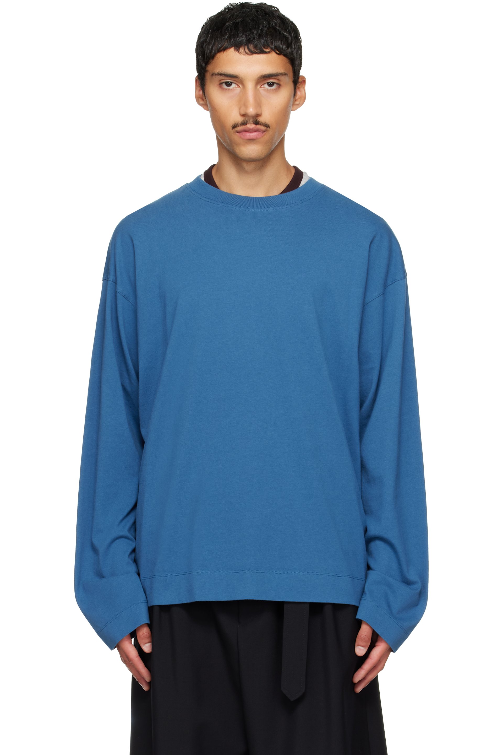 Dries Van Noten - Blue Long Sleeve Cotton T-shirt