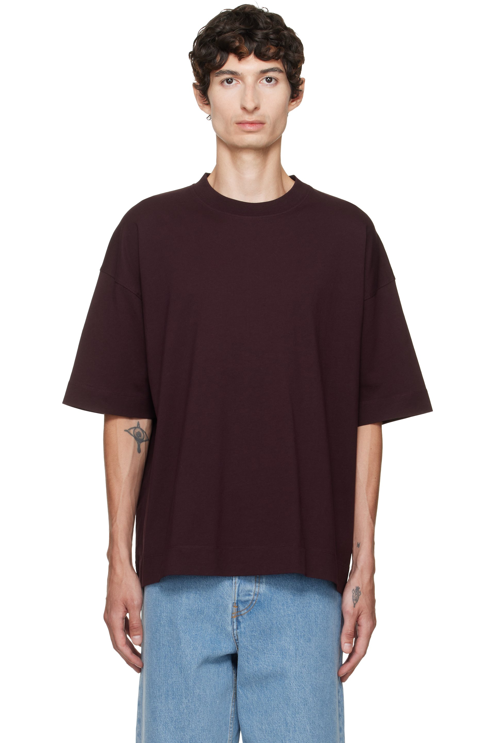 Dries Van Noten - Burgundy Dropped Shoulder T-shirt