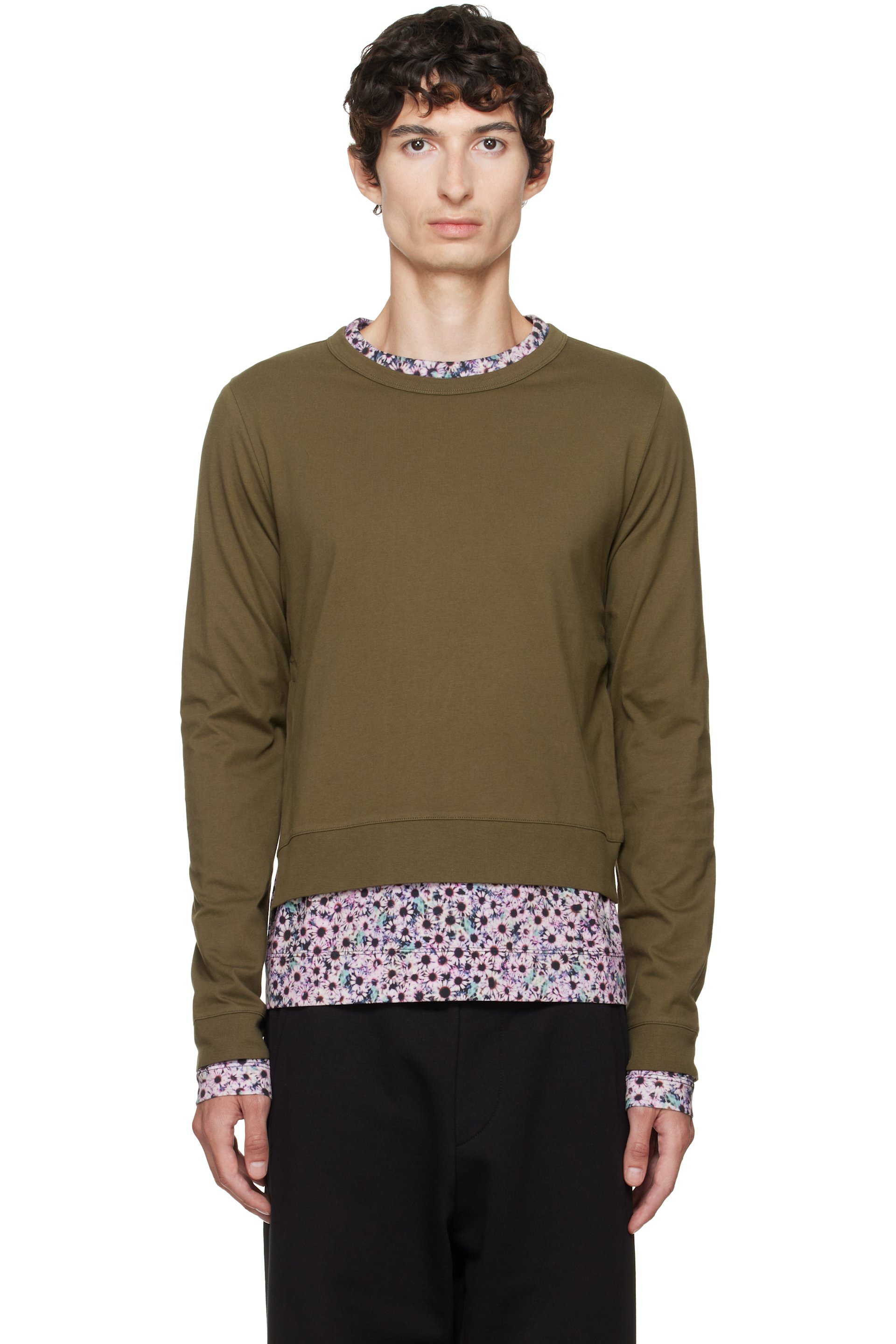 Dries Van Noten - Khaki & Pink Layered Cotton T-shirt