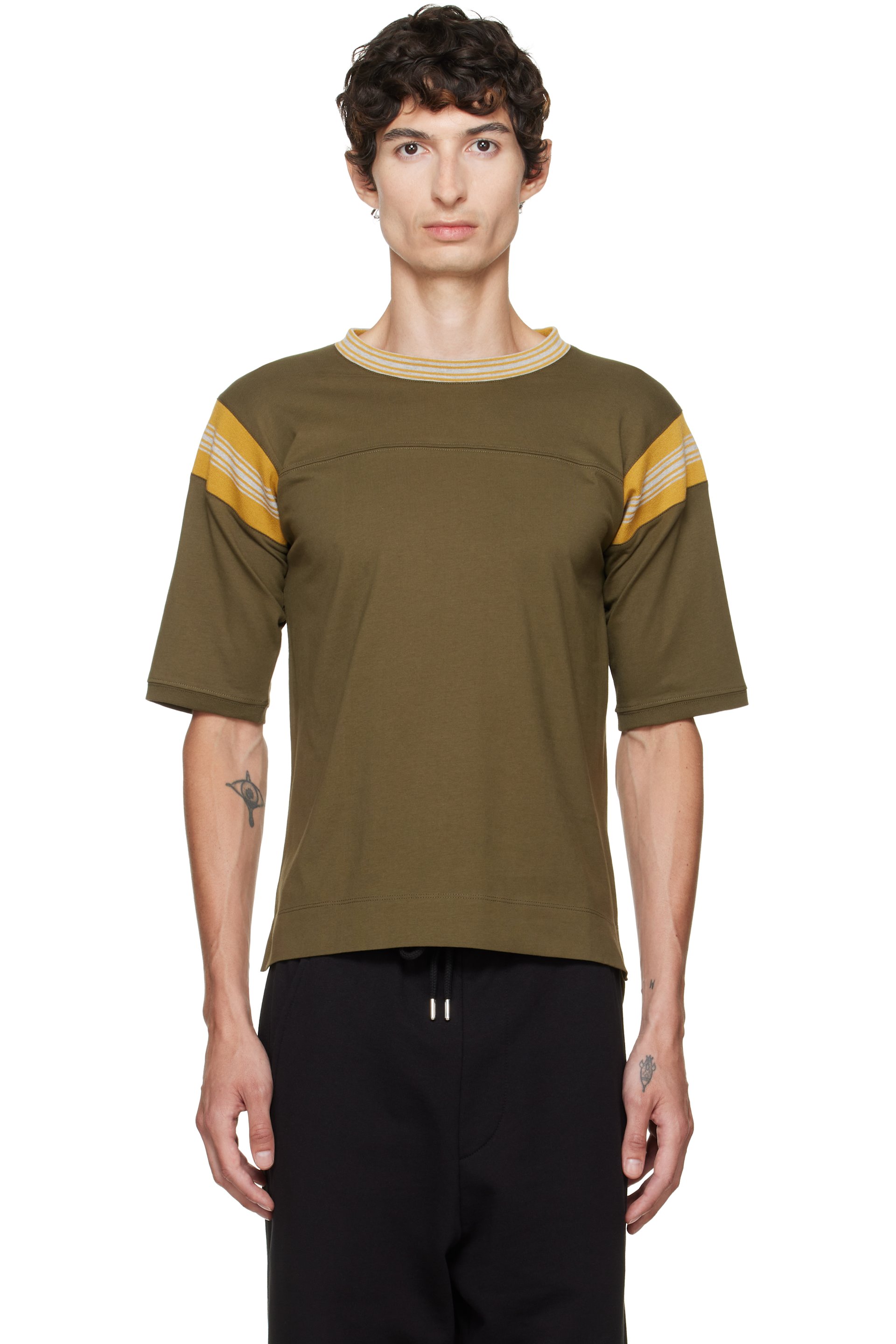 Dries Van Noten - Khaki Striped T-shirt