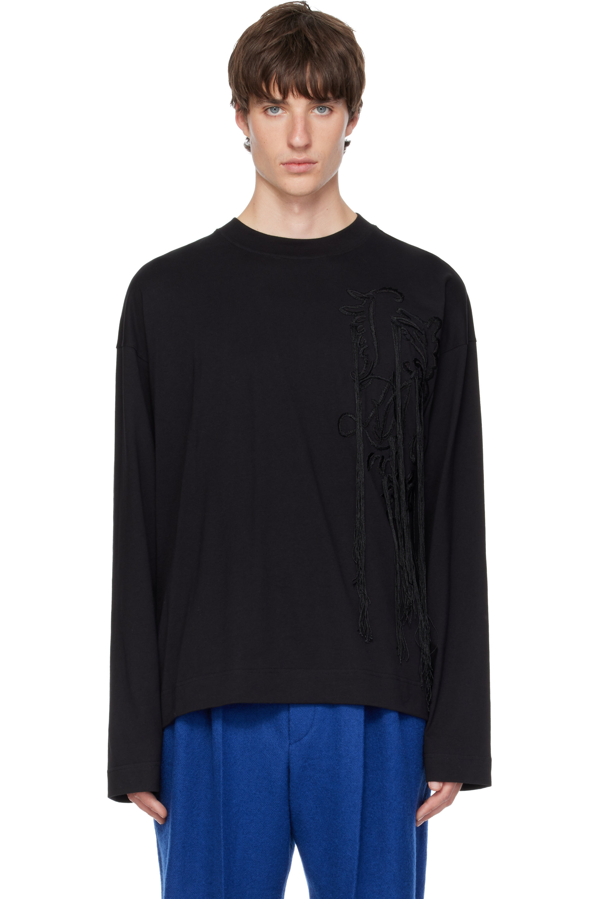 Dries Van Noten - Black Embroidered Cotton T-shirt