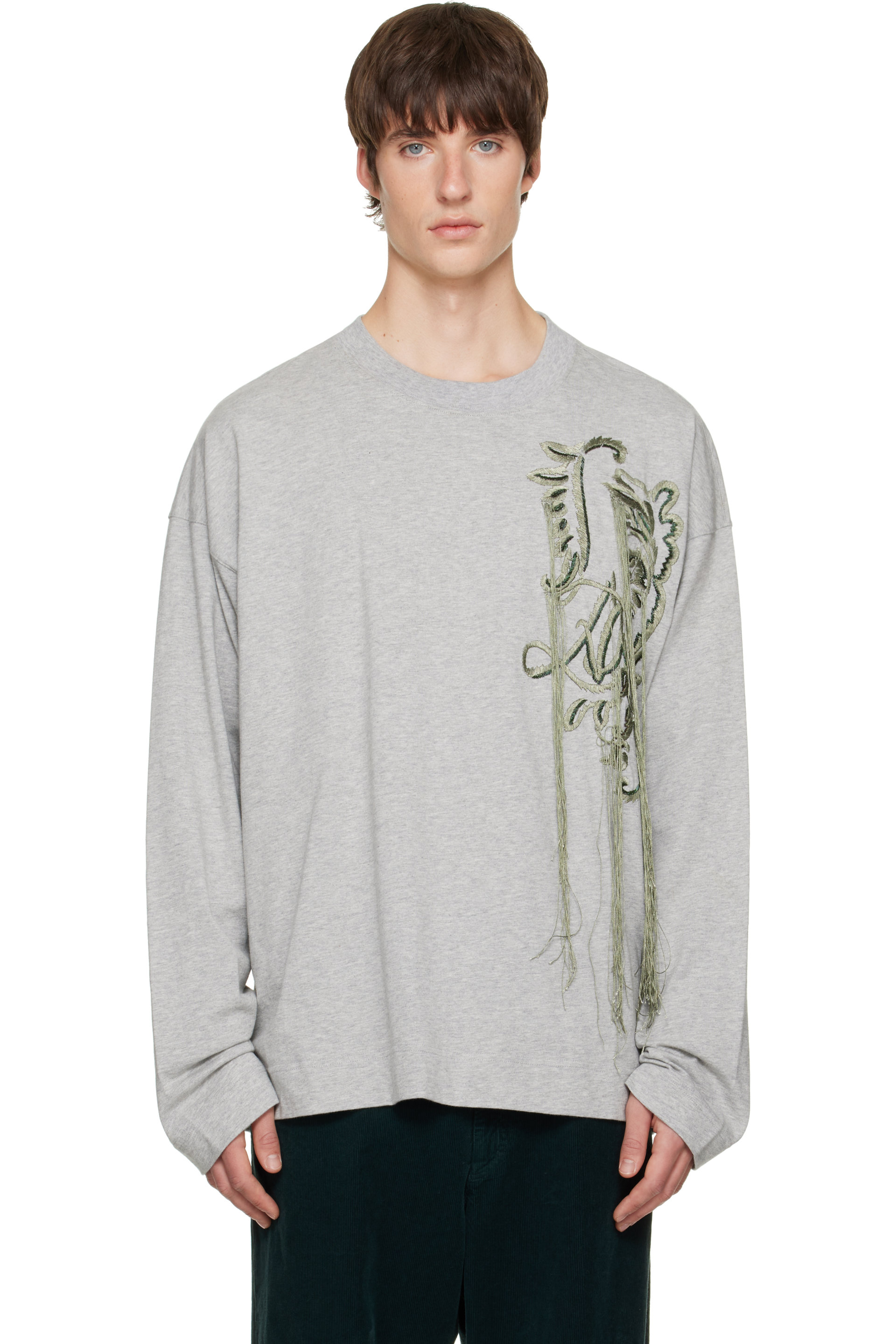 Dries Van Noten - Gray Embroidered Cotton T-shirt