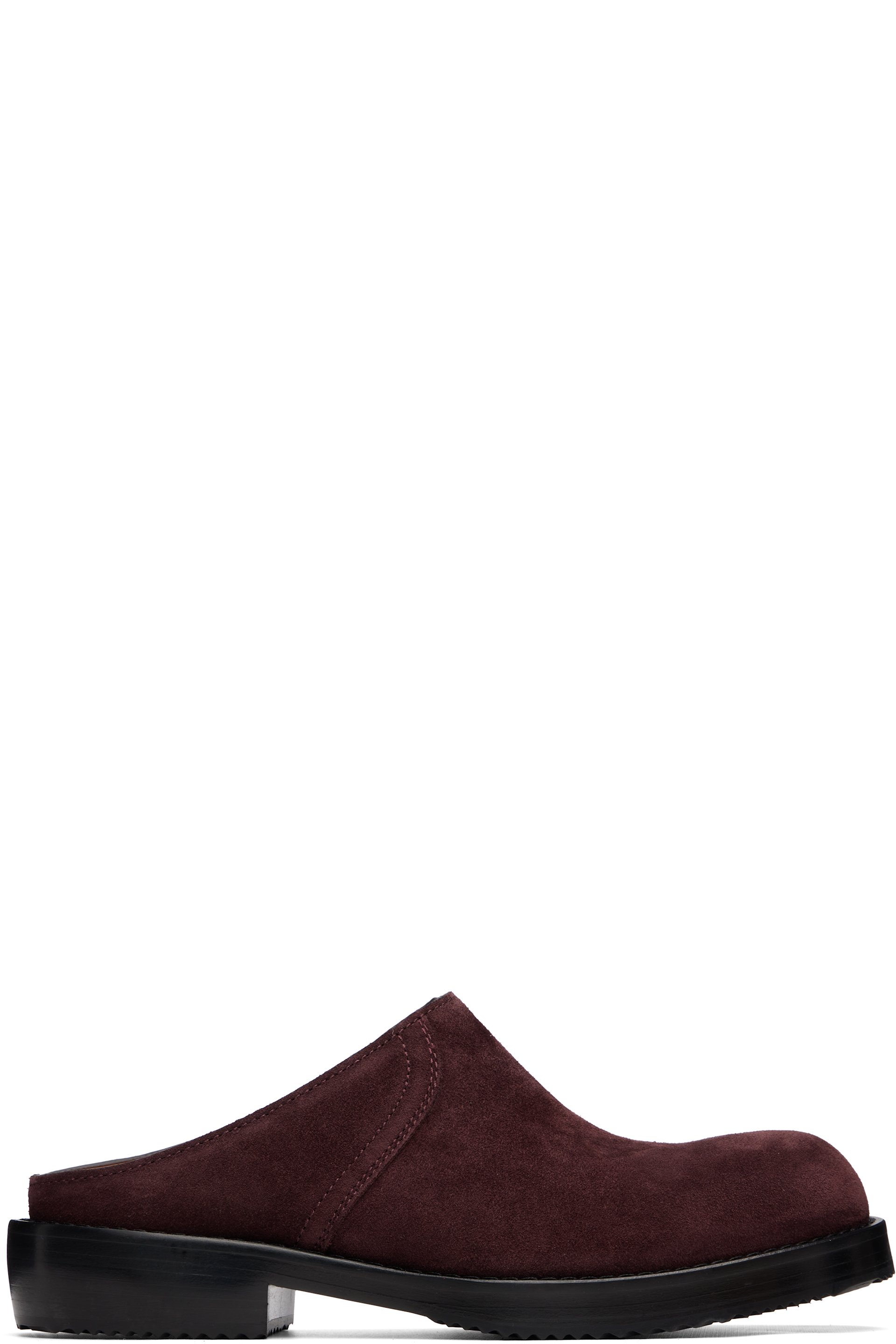 Dries Van Noten - Burgundy Suede Workwear Mule Loafers