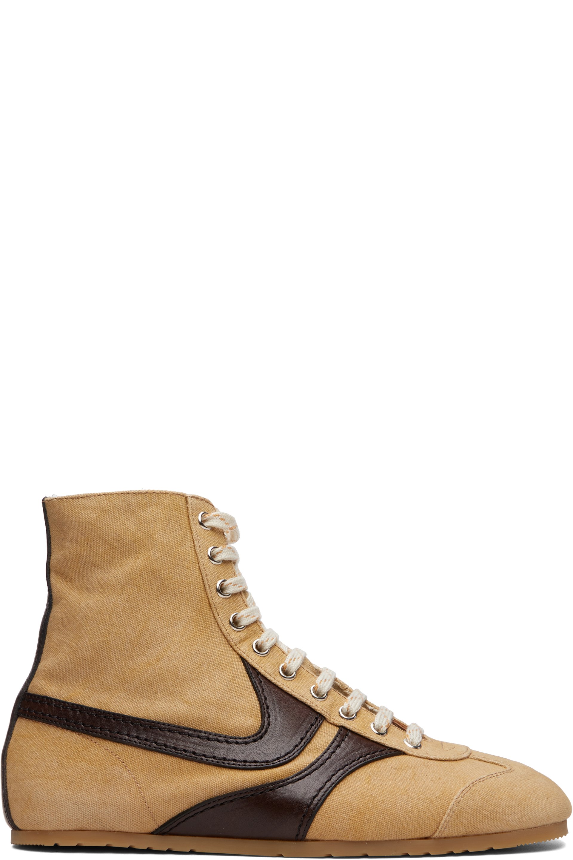 Dries Van Noten - Baskets montantes beiges en canevas