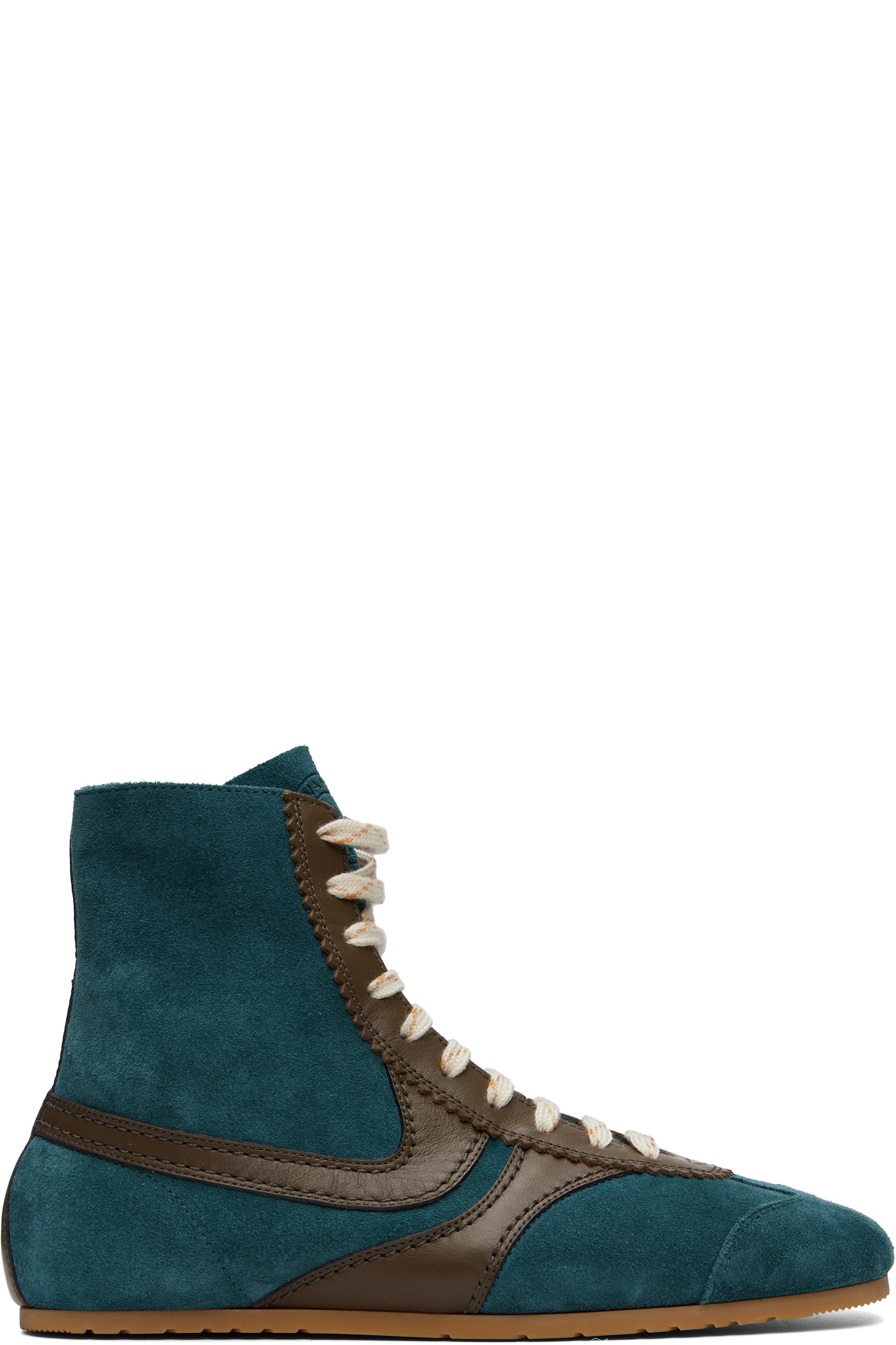 Dries Van Noten - Baskets bleu et kaki en suède