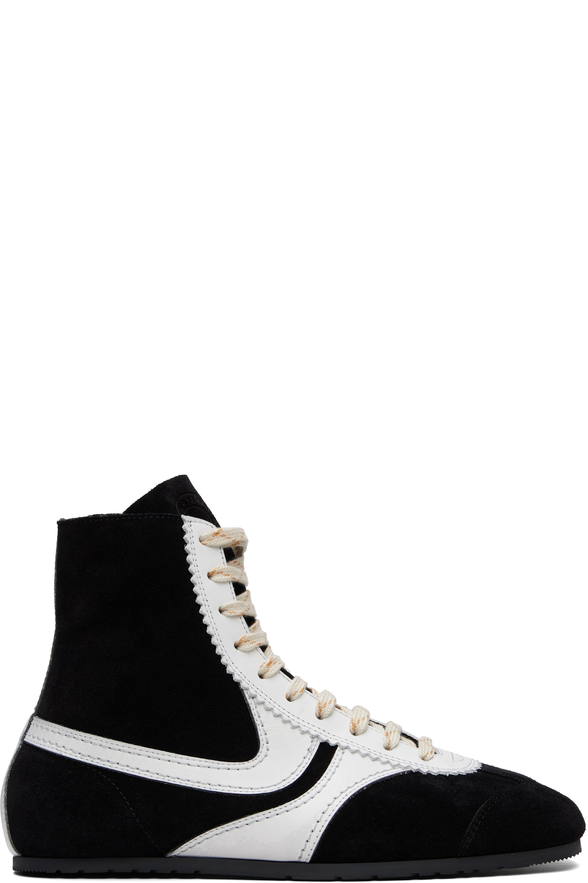 Dries Van Noten - Baskets noir et blanc en suède