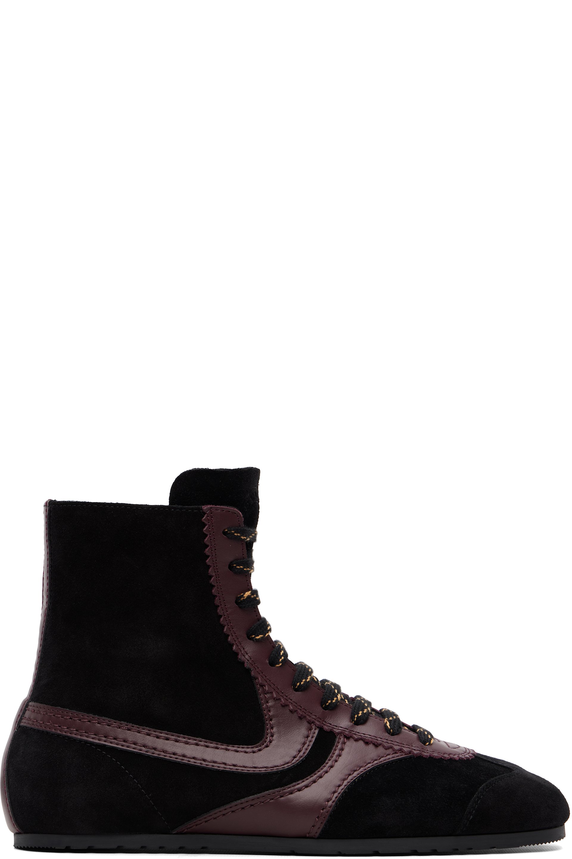 Dries Van Noten - Black & Burgundy Suede High Top Sneakers