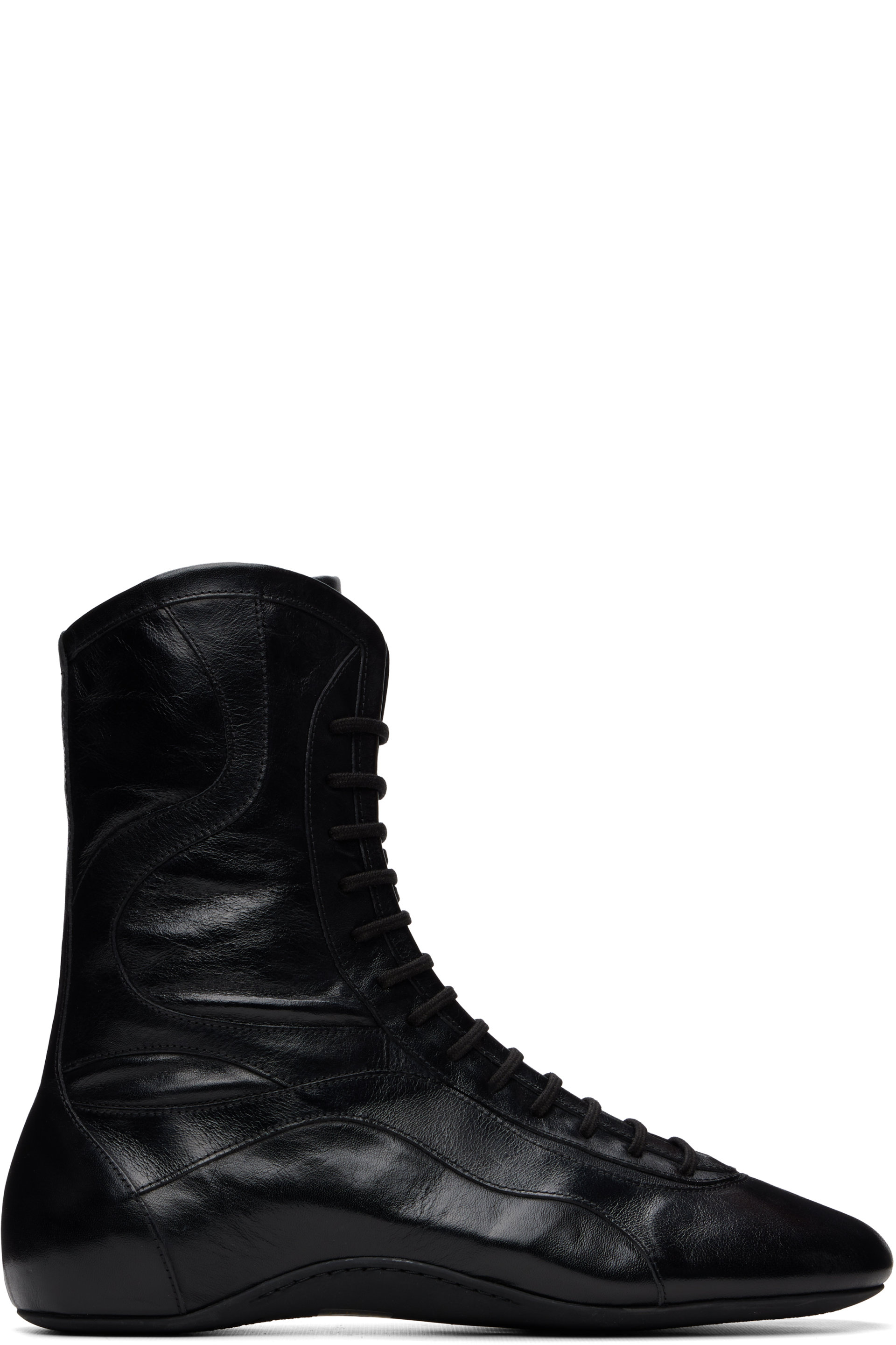 Dries Van Noten - Black Leather High Top Sneakers