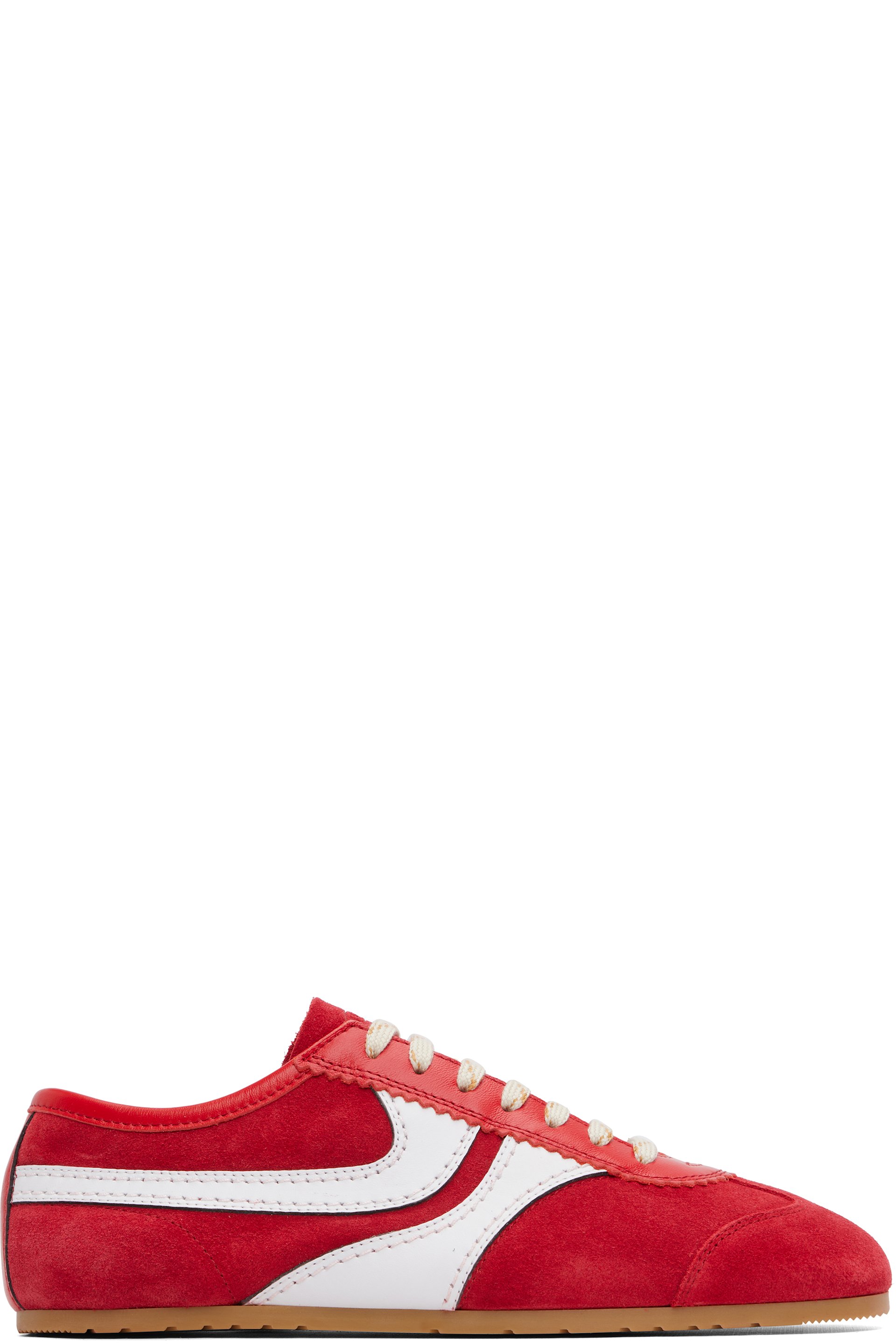 Dries Van Noten - Red & White Suede Sneakers
