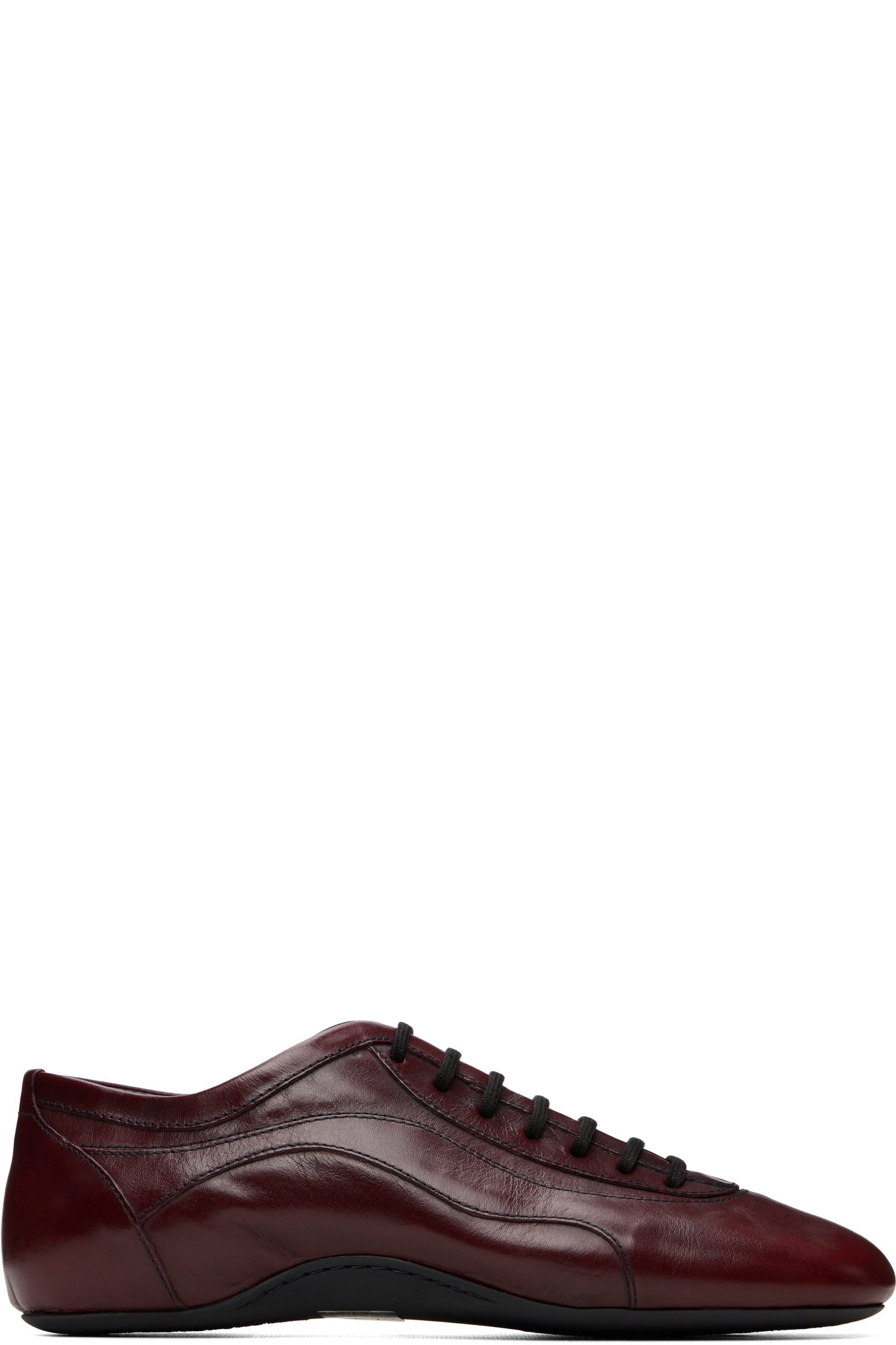 Dries Van Noten - Baskets de style ballerine bourgogne en cuir