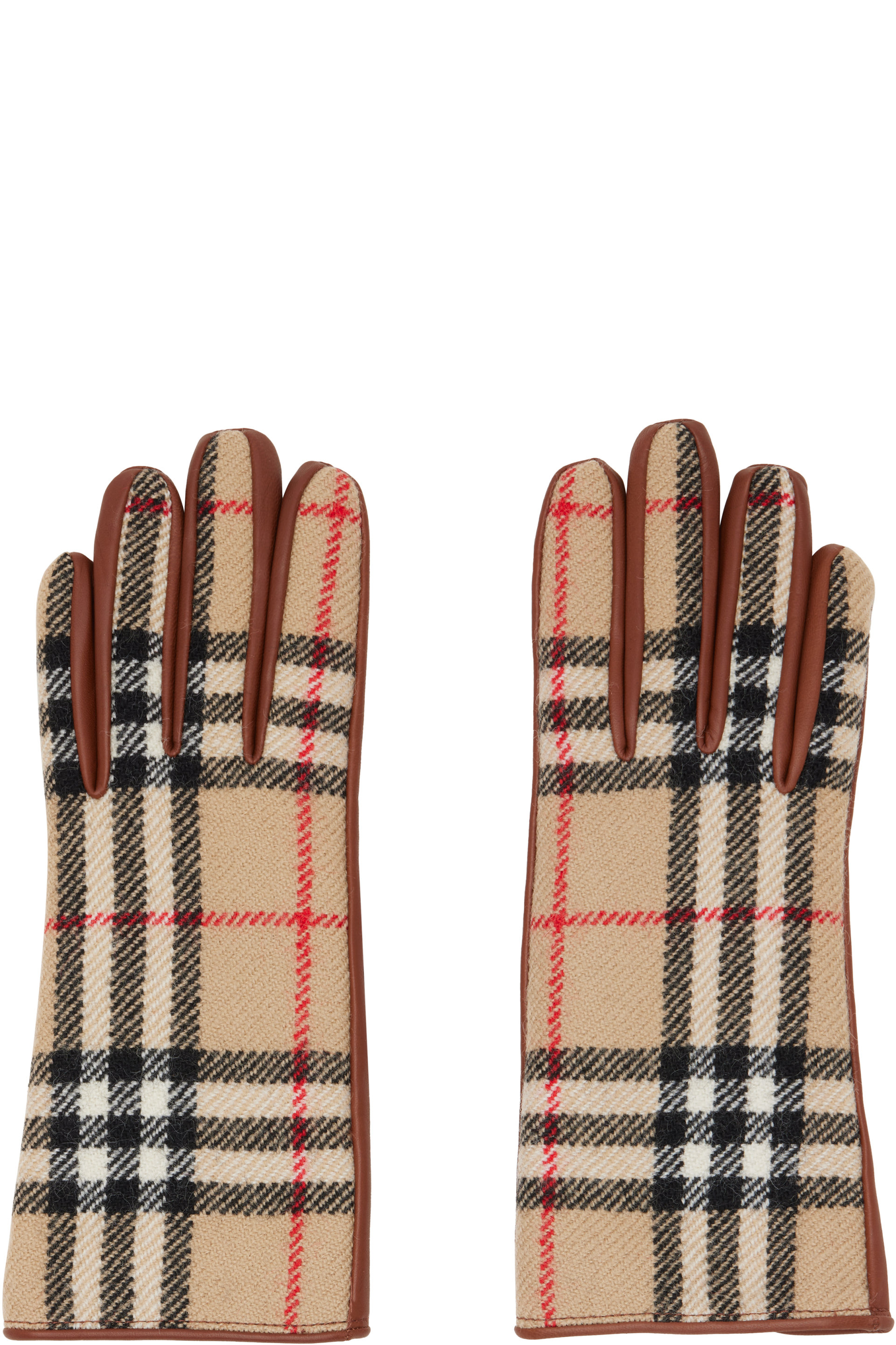 Burberry - Brown Check Wool Gloves