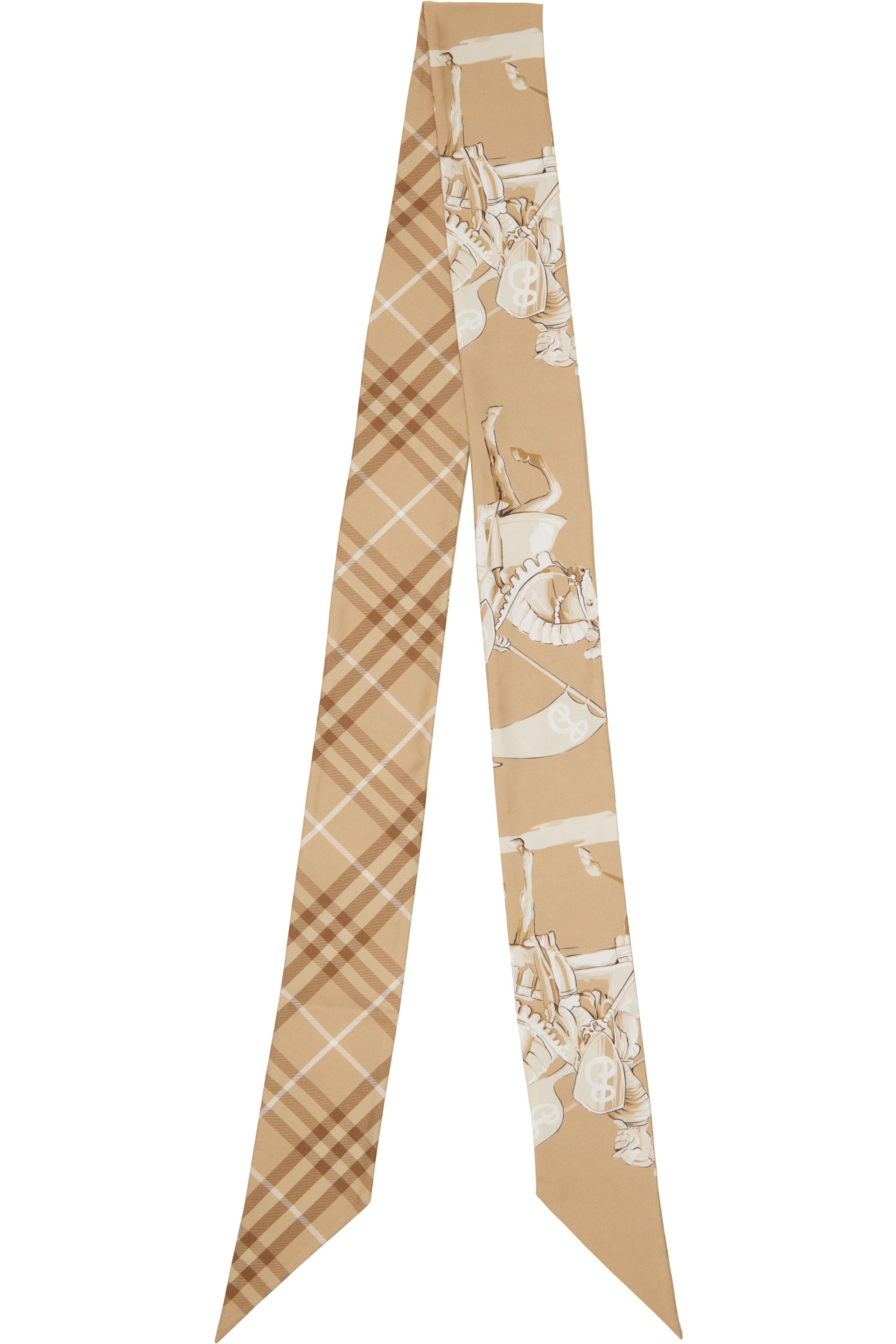 Burberry - Beige Skinny Archive Knight Silk Skinny Scarf
