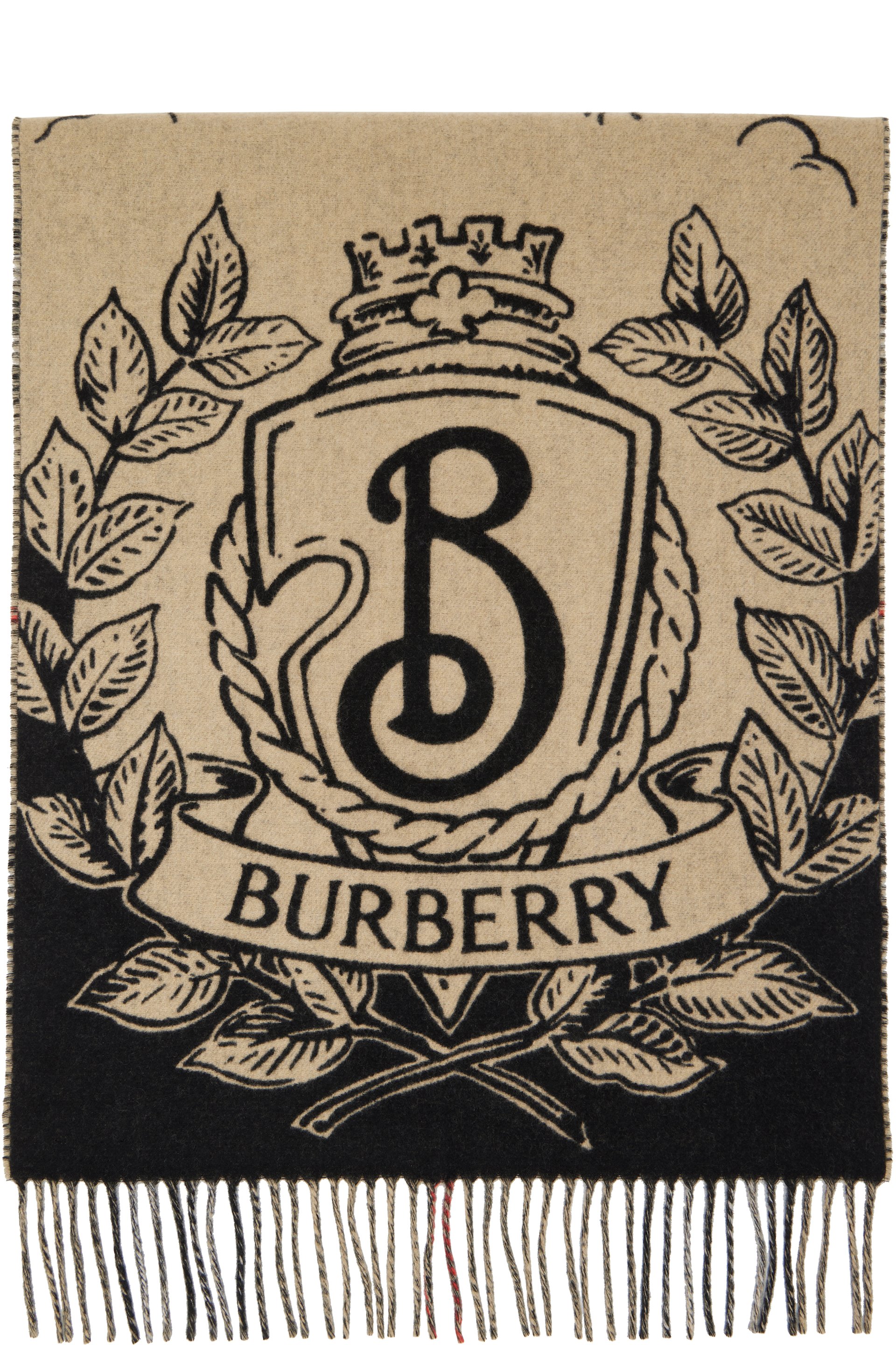 Burberry - Beige & Black Wide Reversible Stormy Knight Scarf