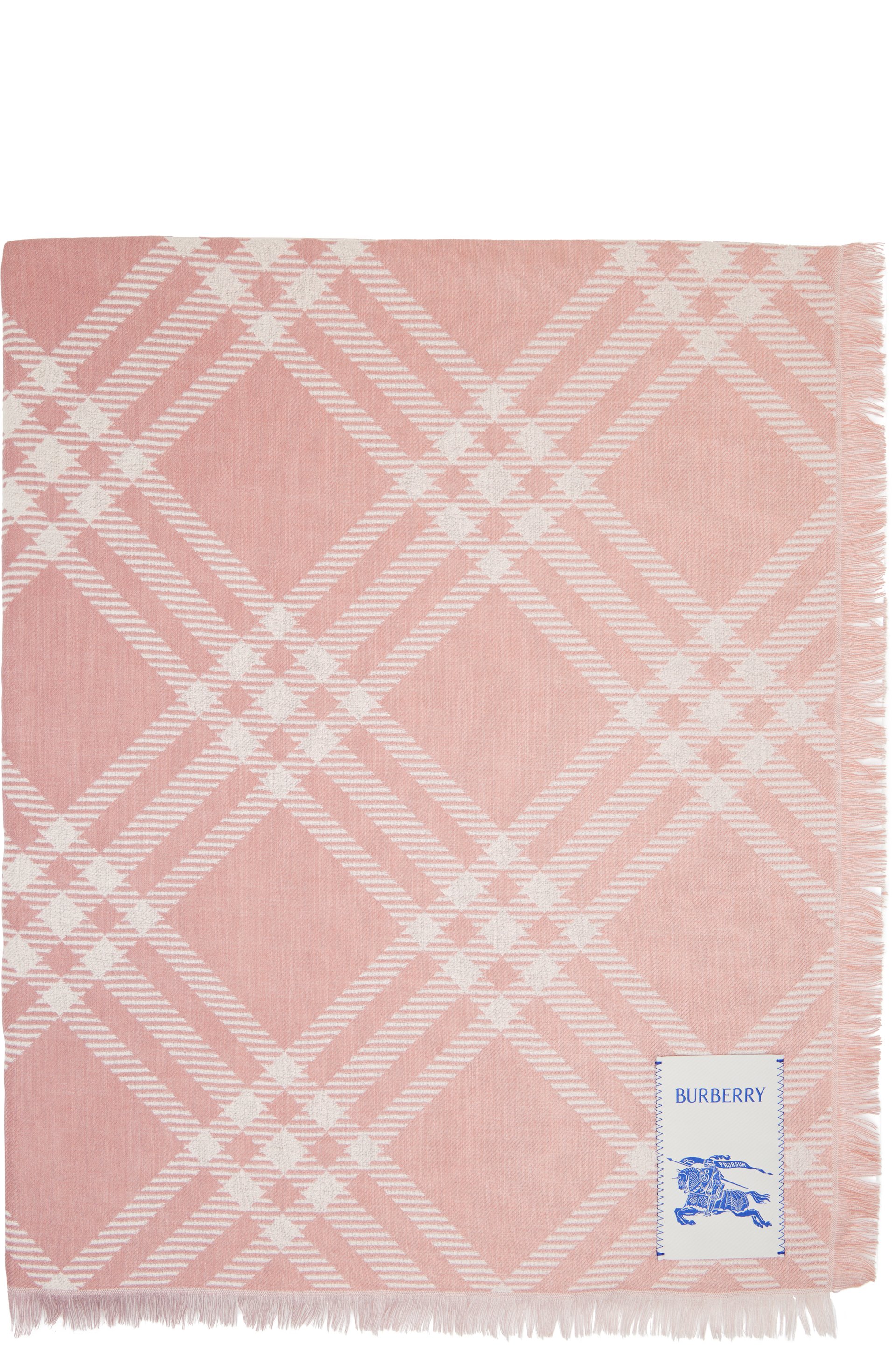 Burberry - Pink Gradient Check Wool Silk Scarf