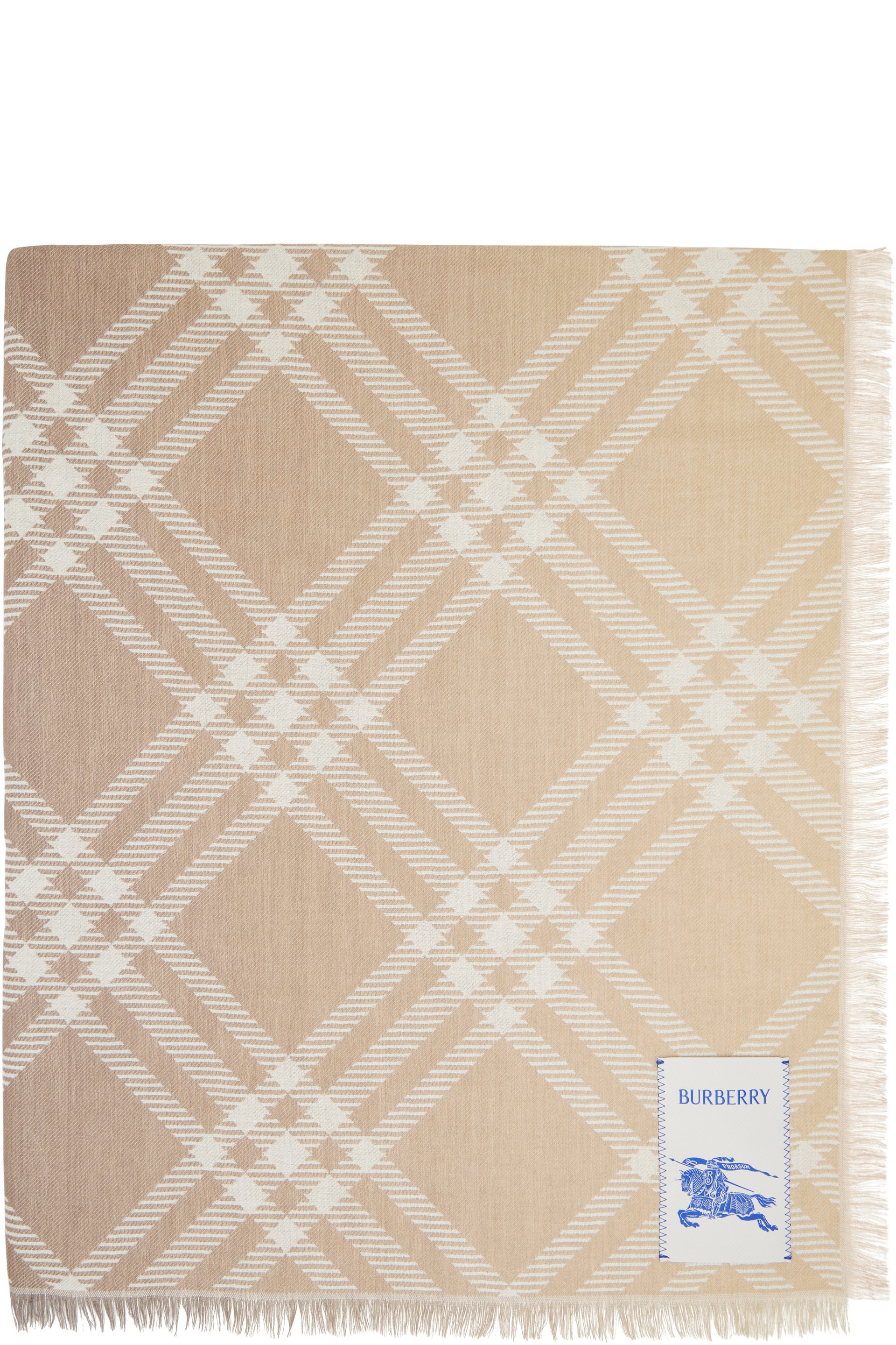 Burberry - Beige Gradient Check Wool Silk Scarf