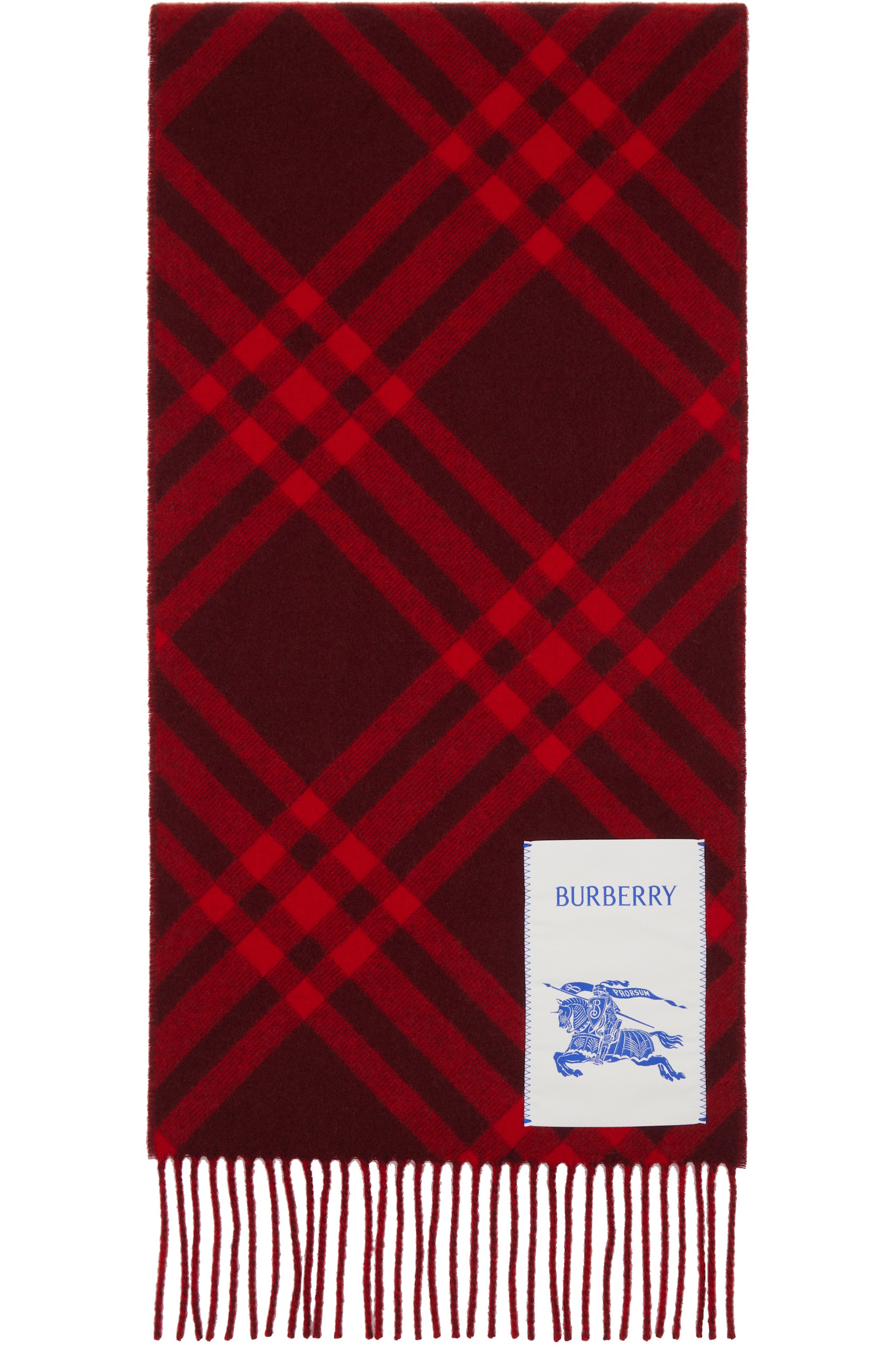 Burberry - レッド チェック カシミヤ マフラー