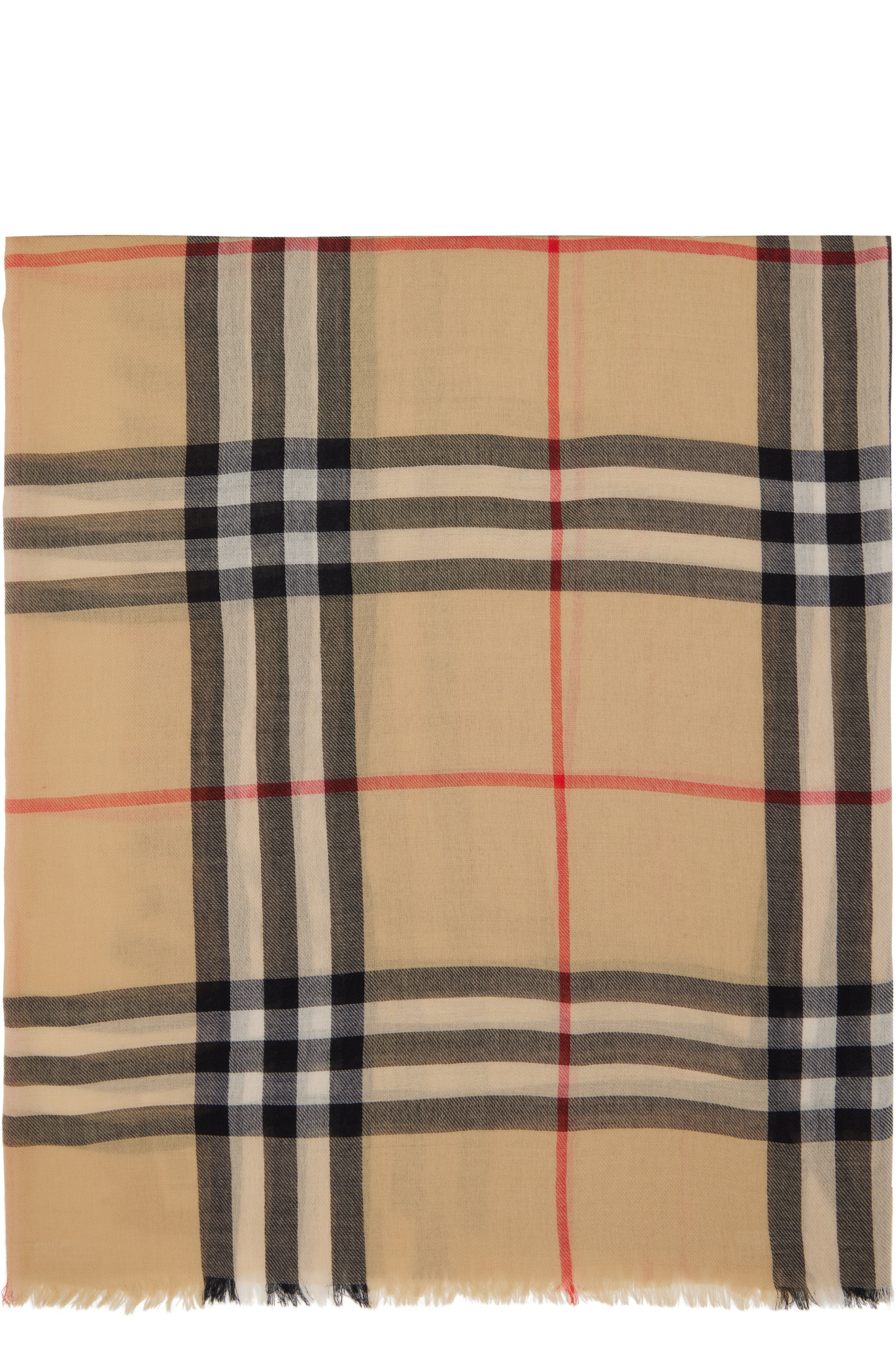 Burberry - Écharpe beige en laine à carreaux