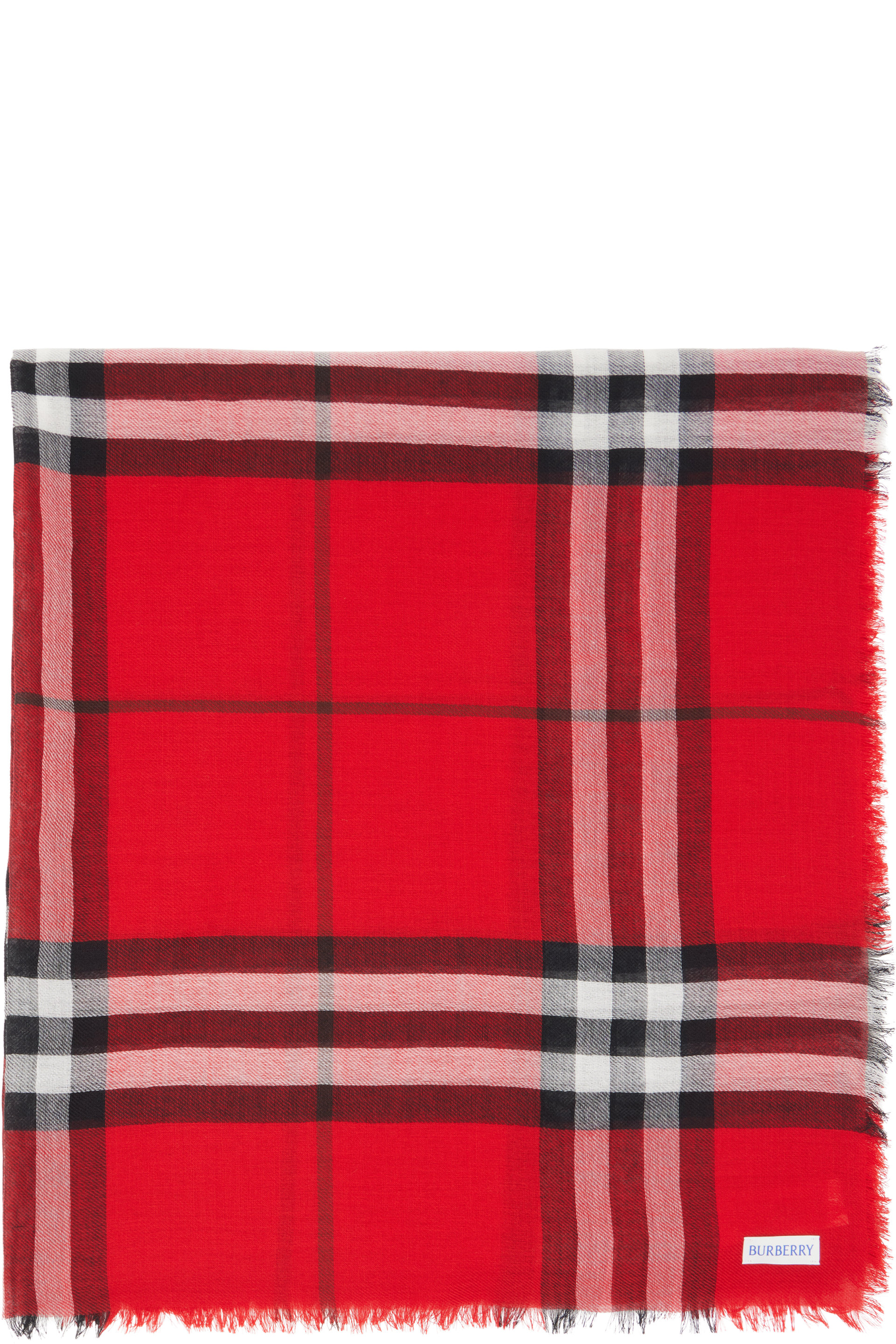 Burberry - Red Wide Check Wool Scarf