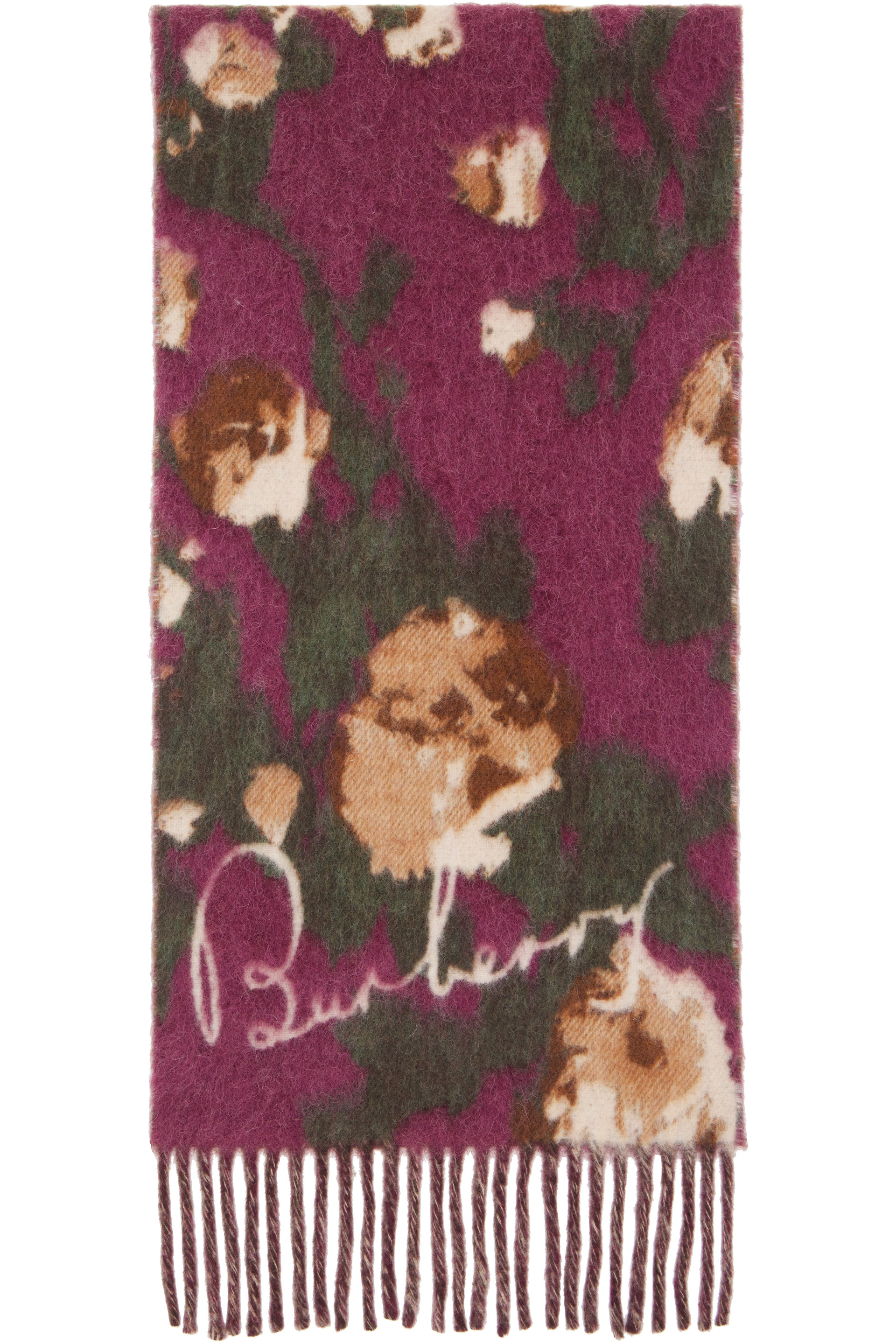 Burberry - Purple Rose Alpaca Wool Blend Scarf