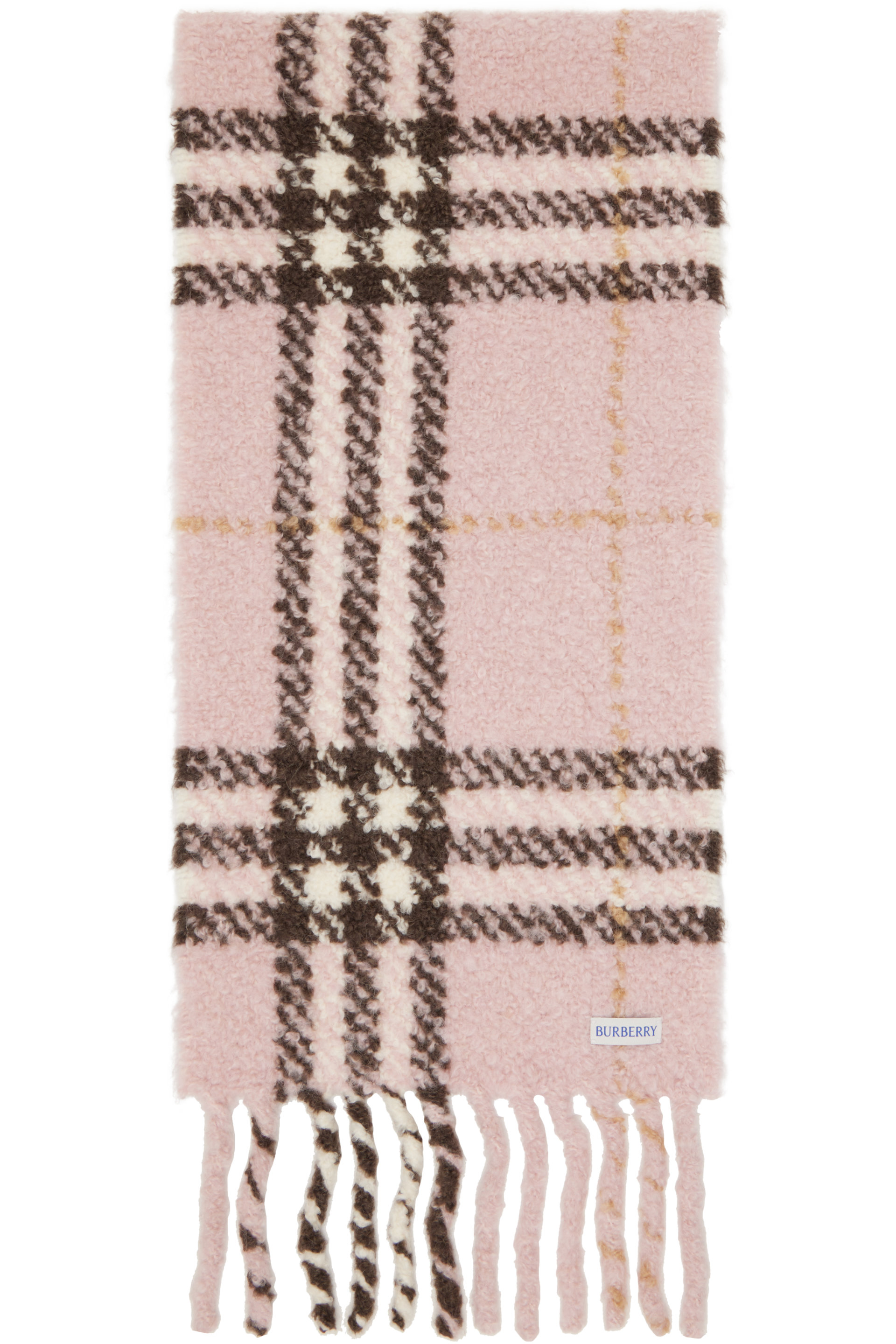Burberry - Pink Check Alpaca Wool Blend Bouclé Scarf