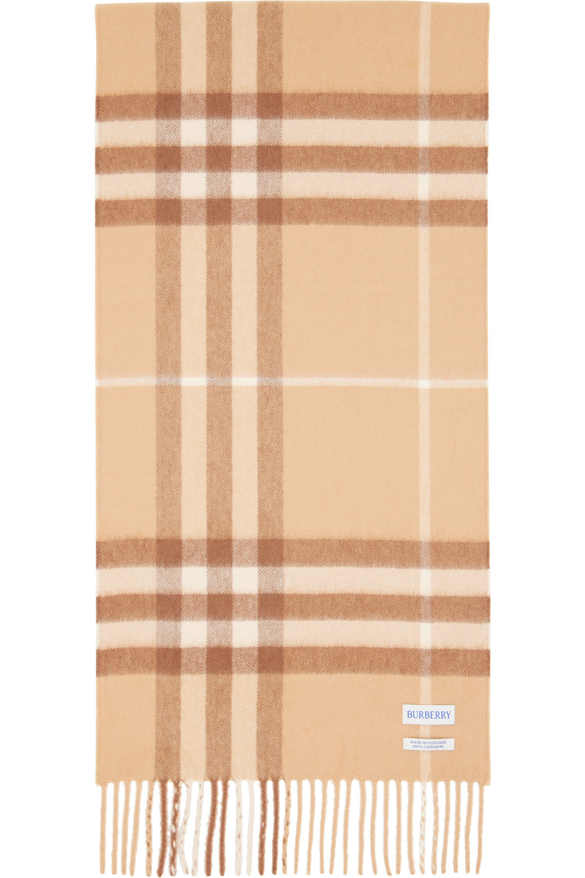 Burberry - Beige Check Cashmere Scarf