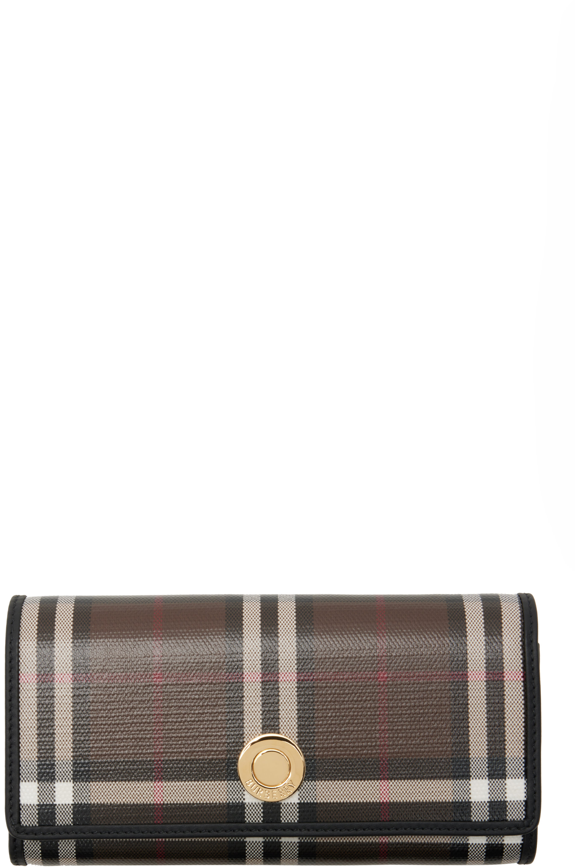 Burberry - Portefeuille continental brun à carreaux