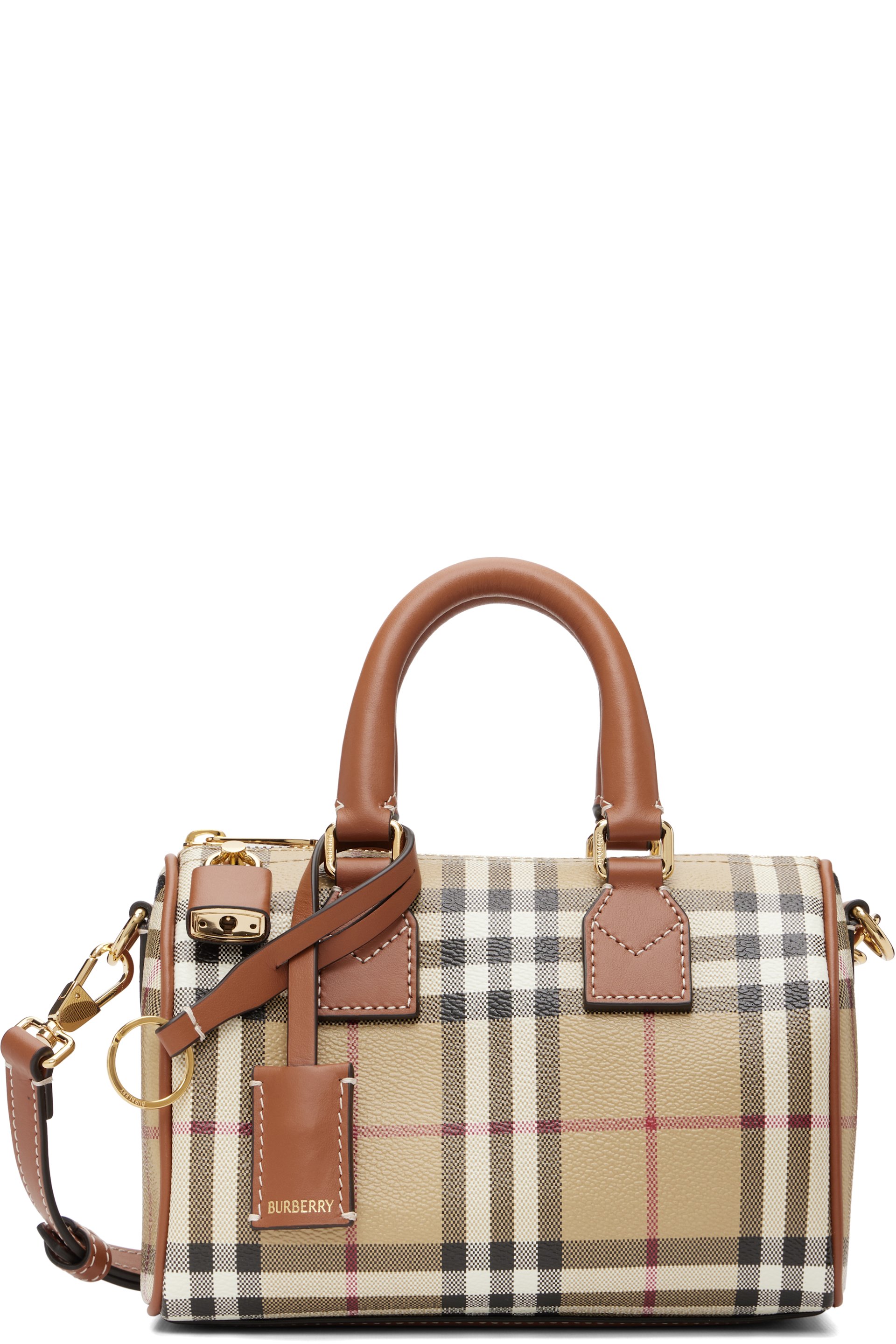 Burberry - Beige Mini Check Bowling Bag
