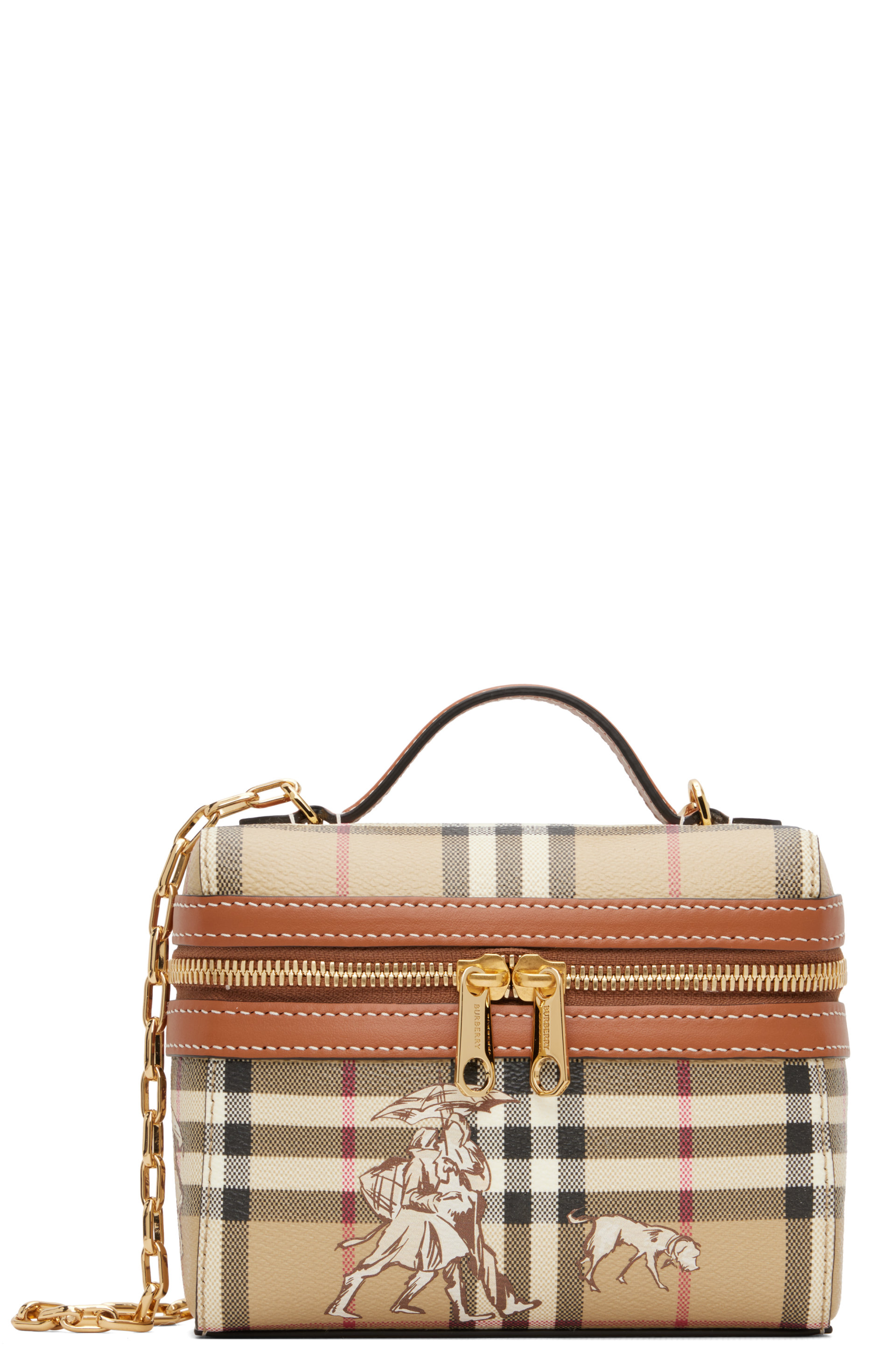 Burberry - Beige Mini Check Mates Vanity Bag