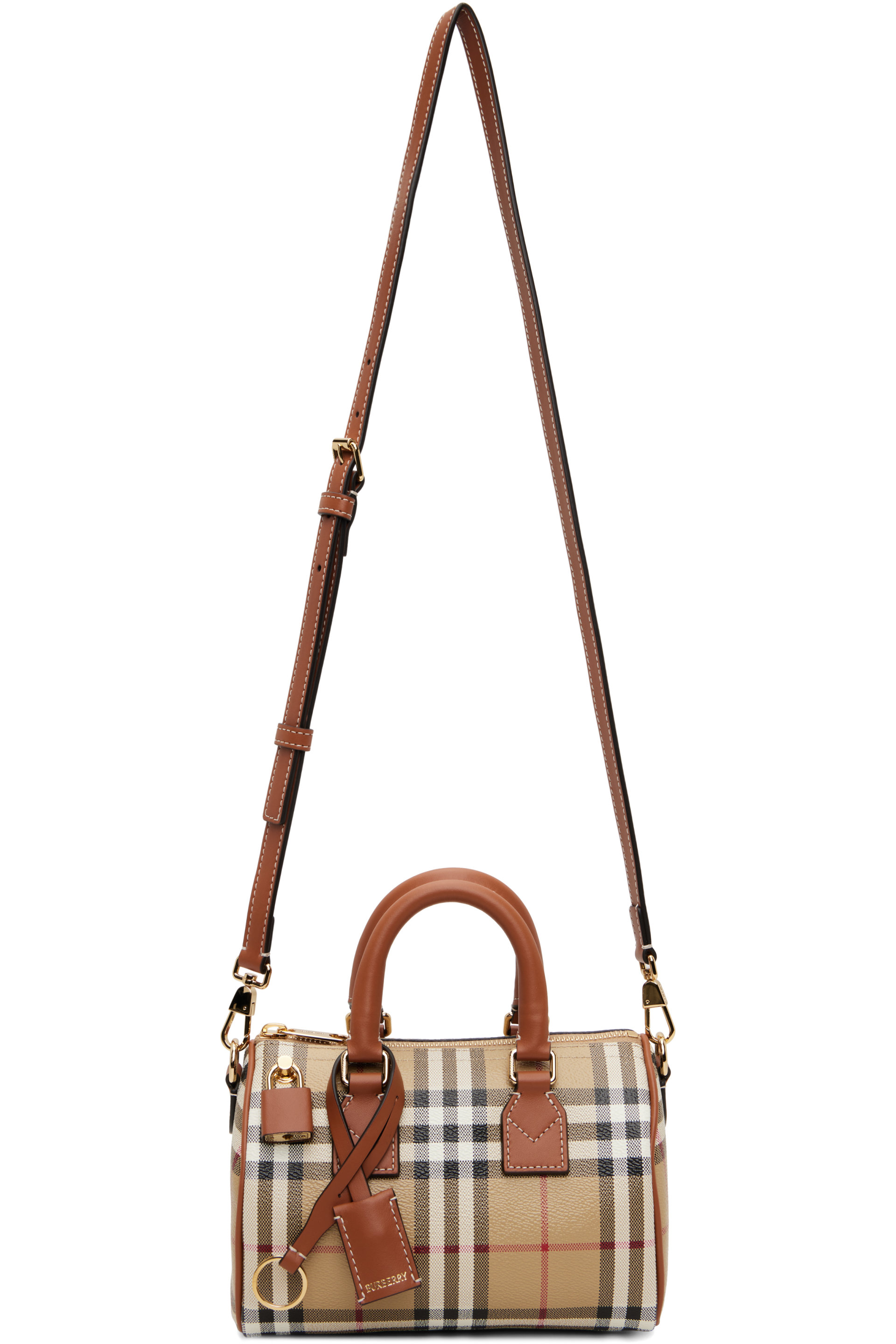 Burberry - Beige Mini Check Bowling Bag