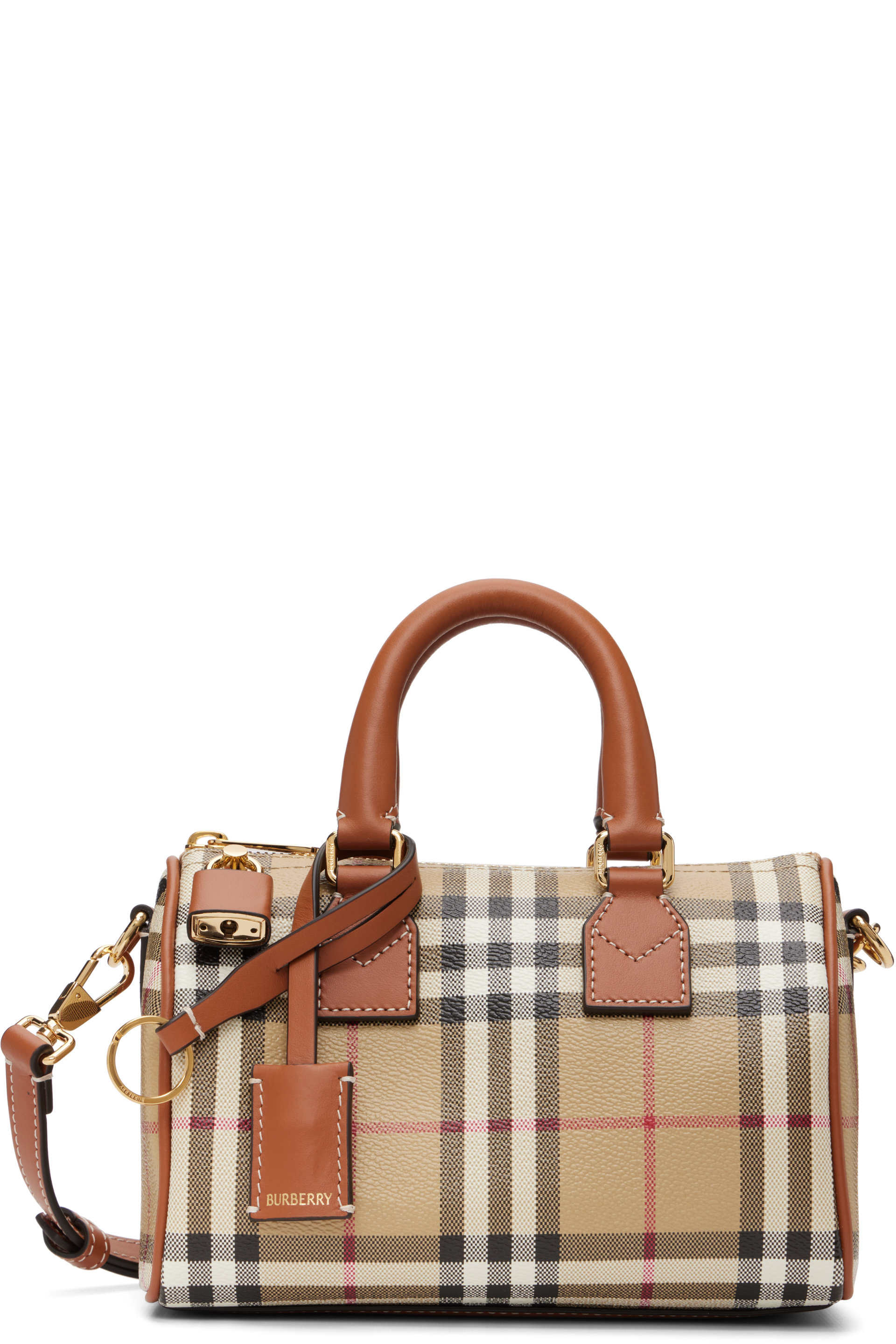 Burberry - Beige Mini Check Bowling Bag