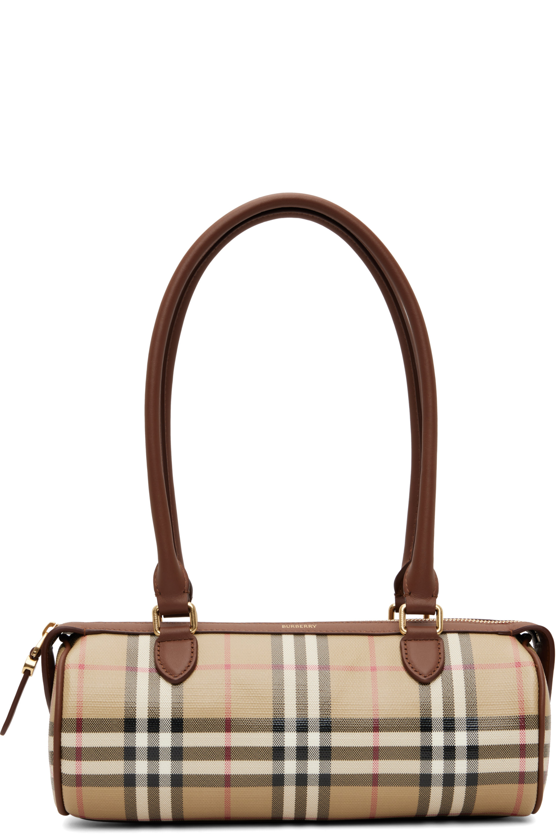 Burberry - Beige Mini Check Barrel Bag
