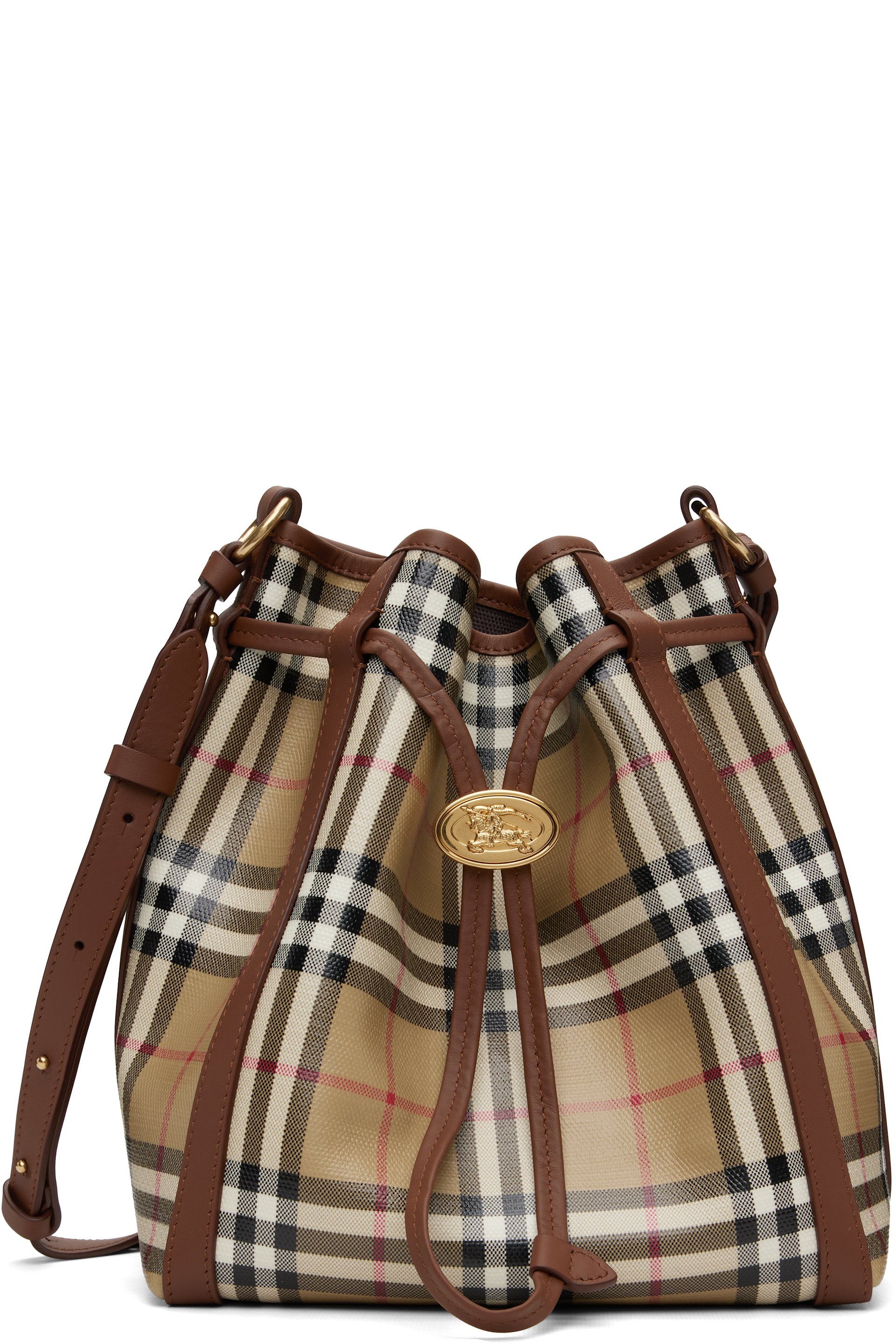 Burberry - Beige Small Check Bucket Bag