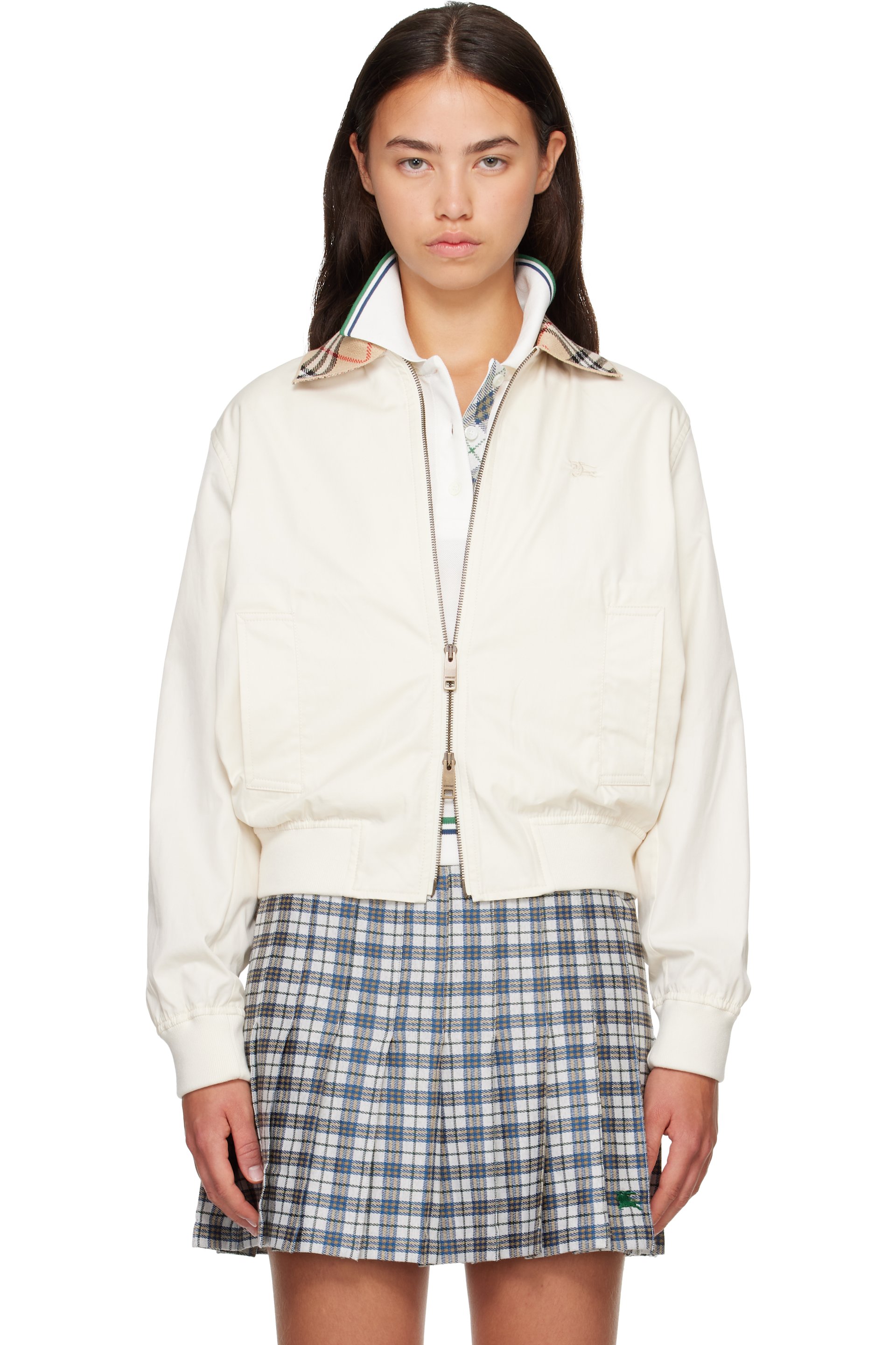 Burberry - Off-White Cropped Tropical Gabardine Hayfield Harrington Jacket
