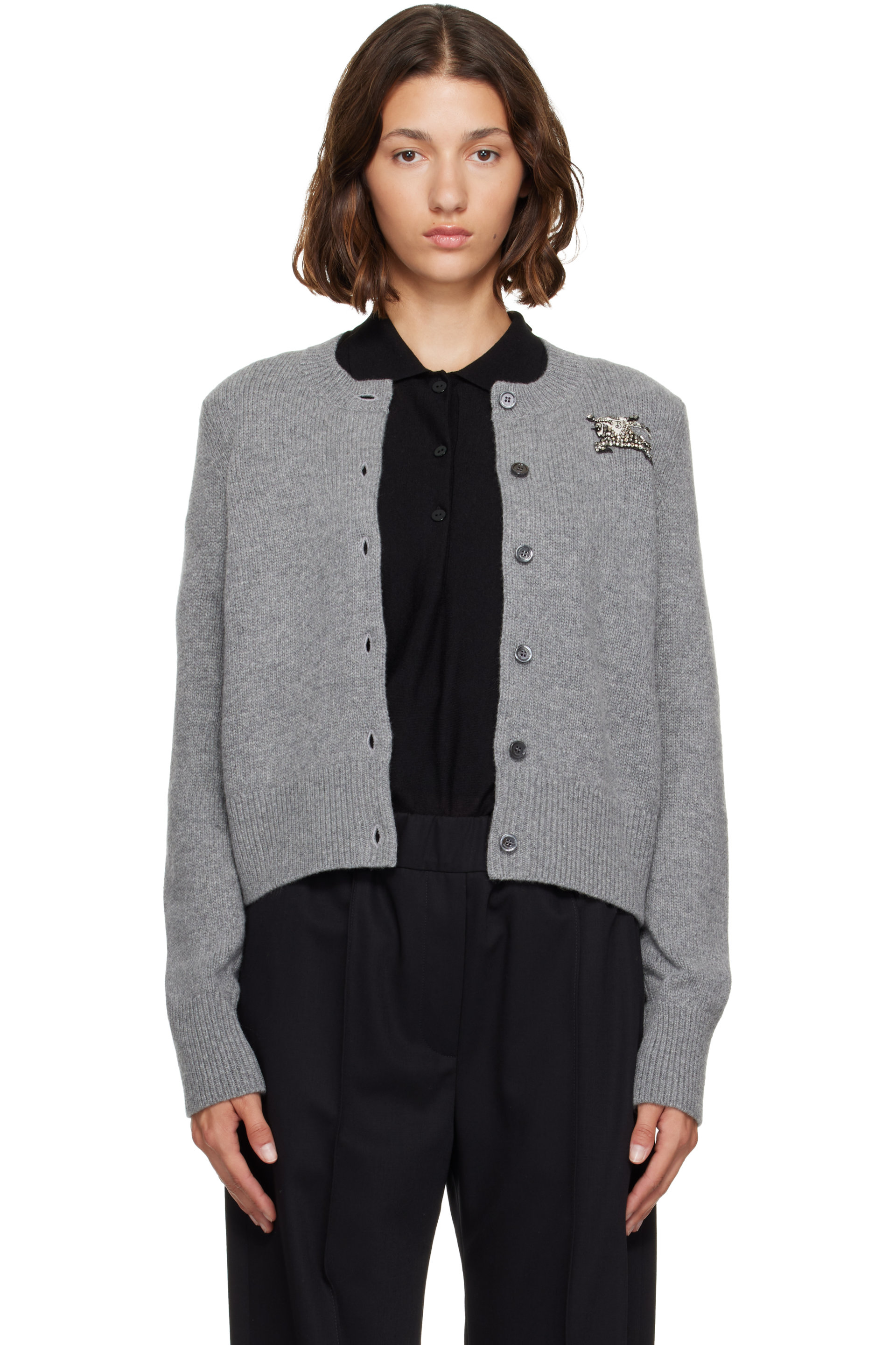 Burberry - Gray Wool Cardigan