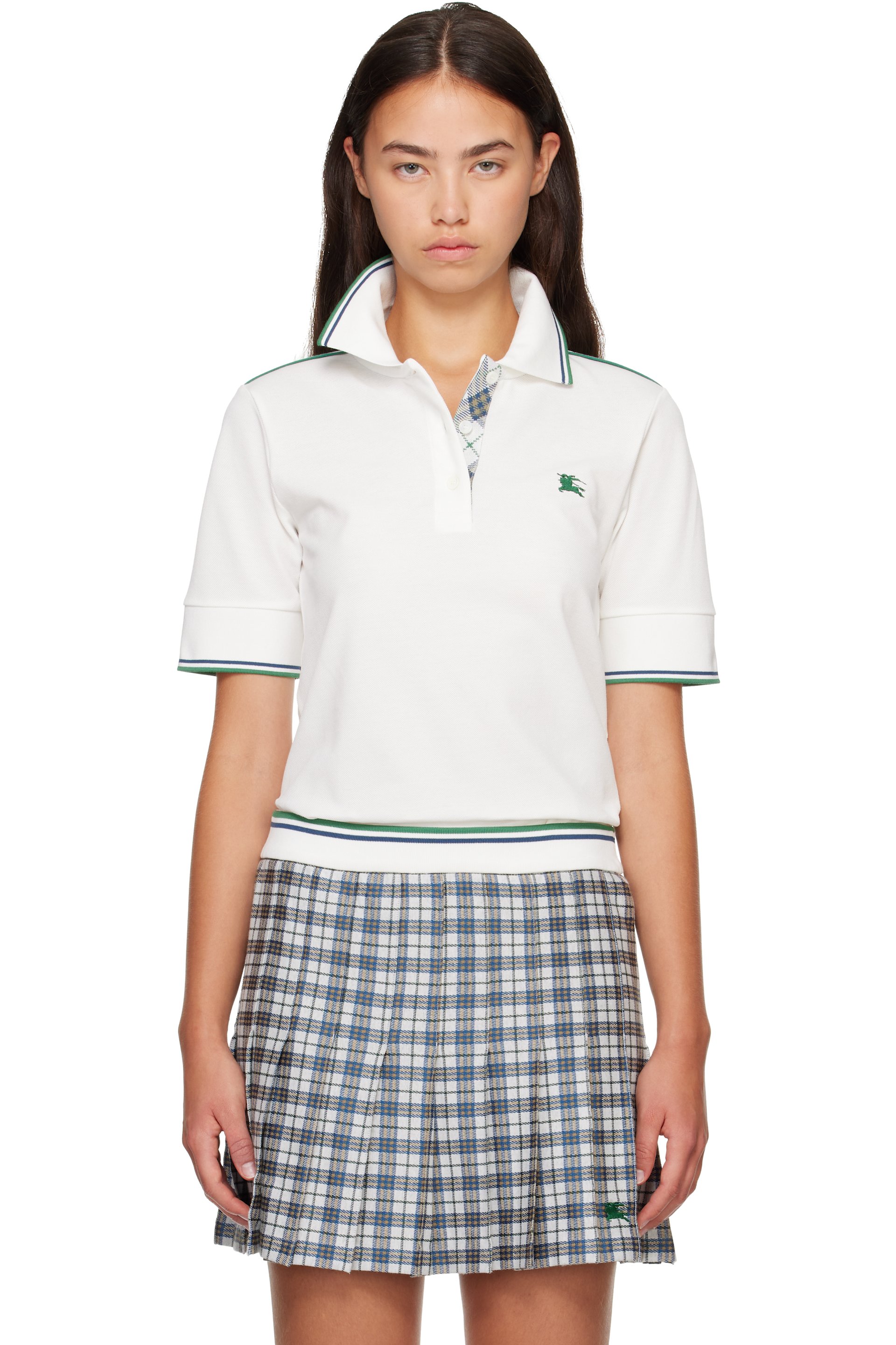 Burberry - White Cropped Cotton Tennis Polo