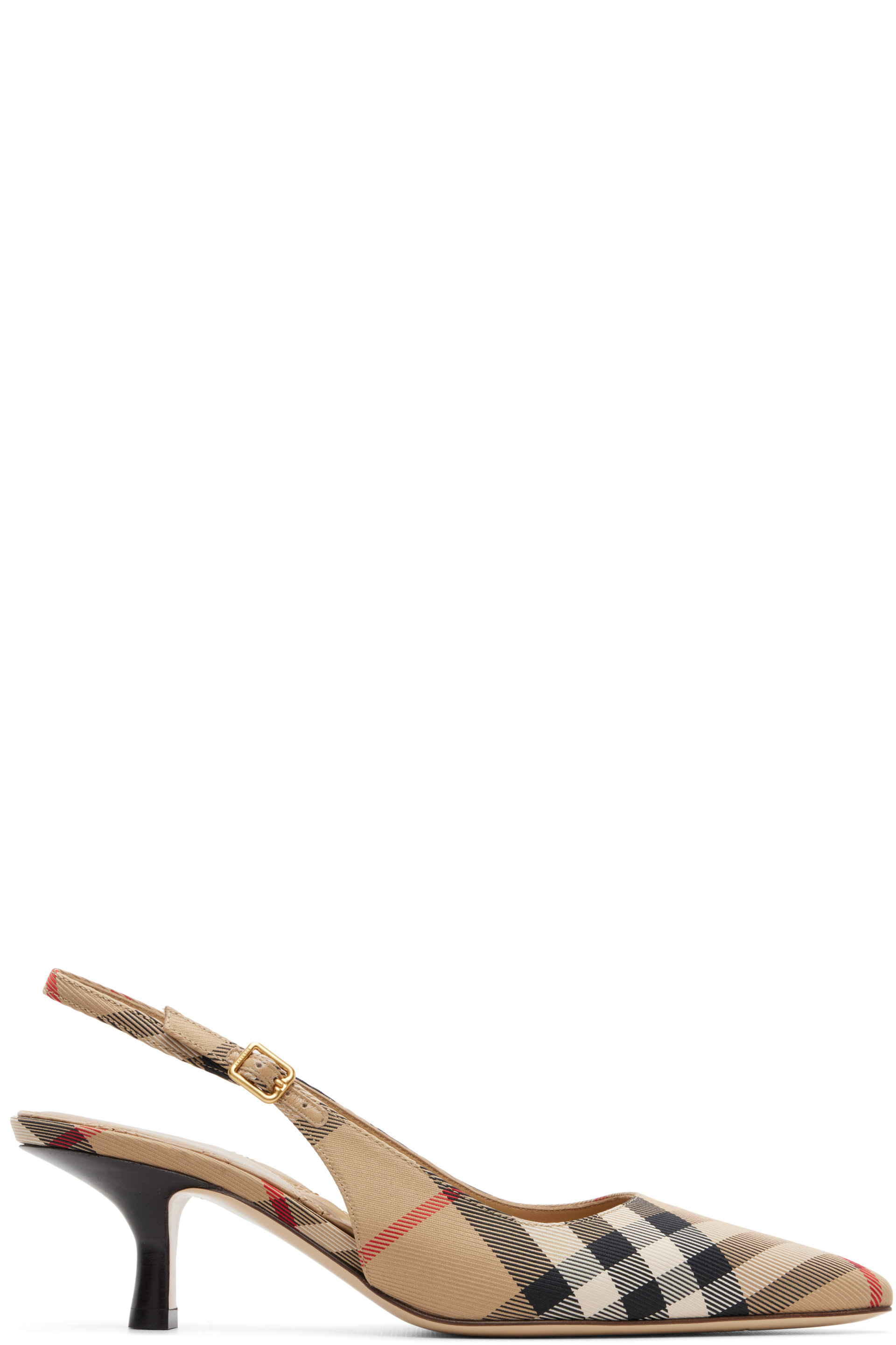 Burberry - Beige Check Dame Slingback 55 Heels
