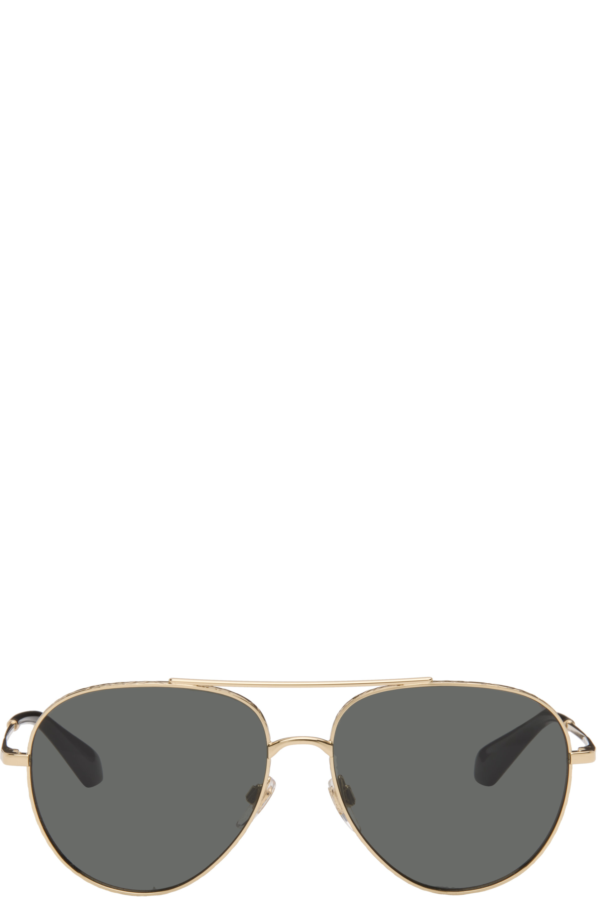 Burberry - Gold Metal Check Aviator Sunglasses