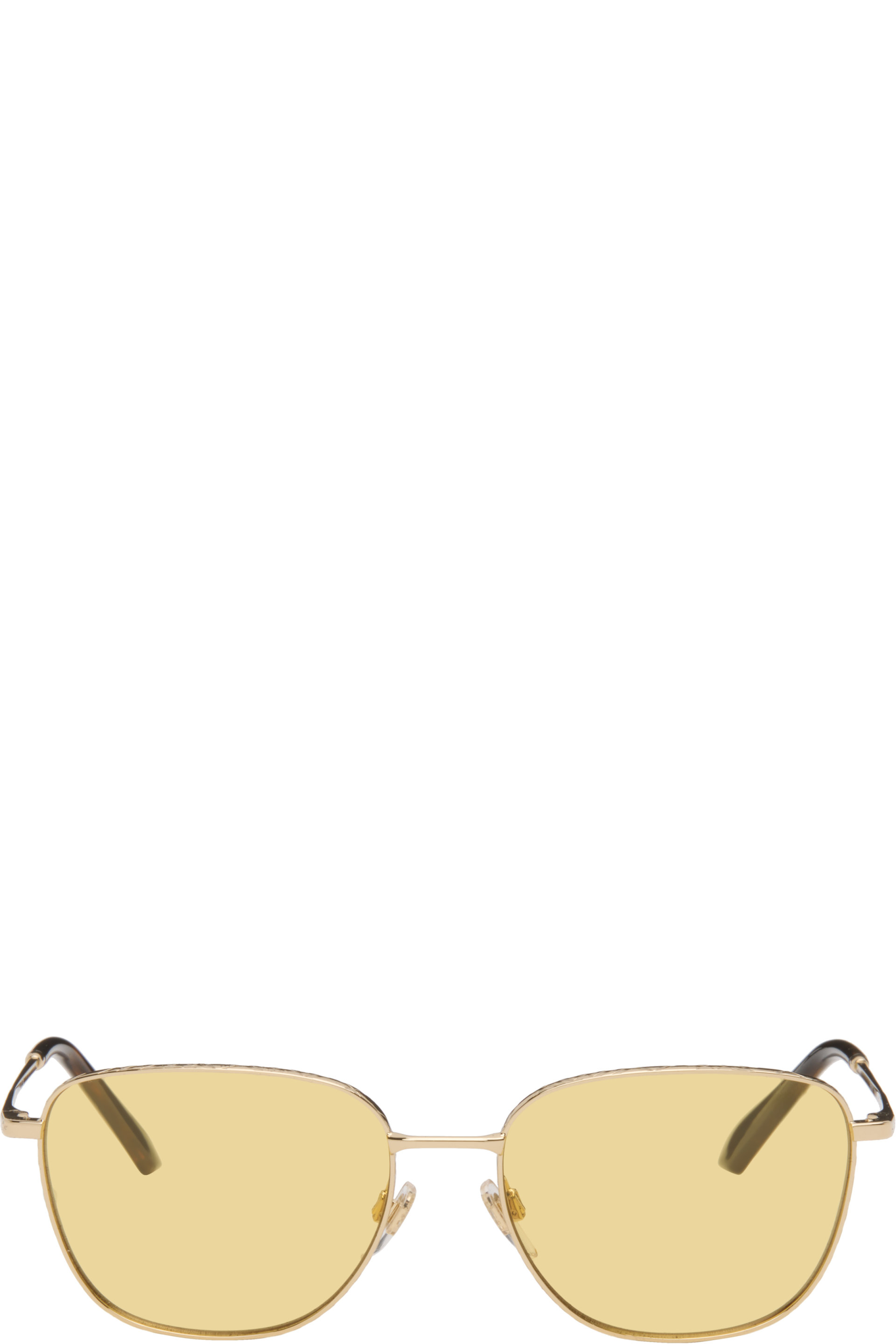 Burberry - Gold Metal Check Square Sunglasses