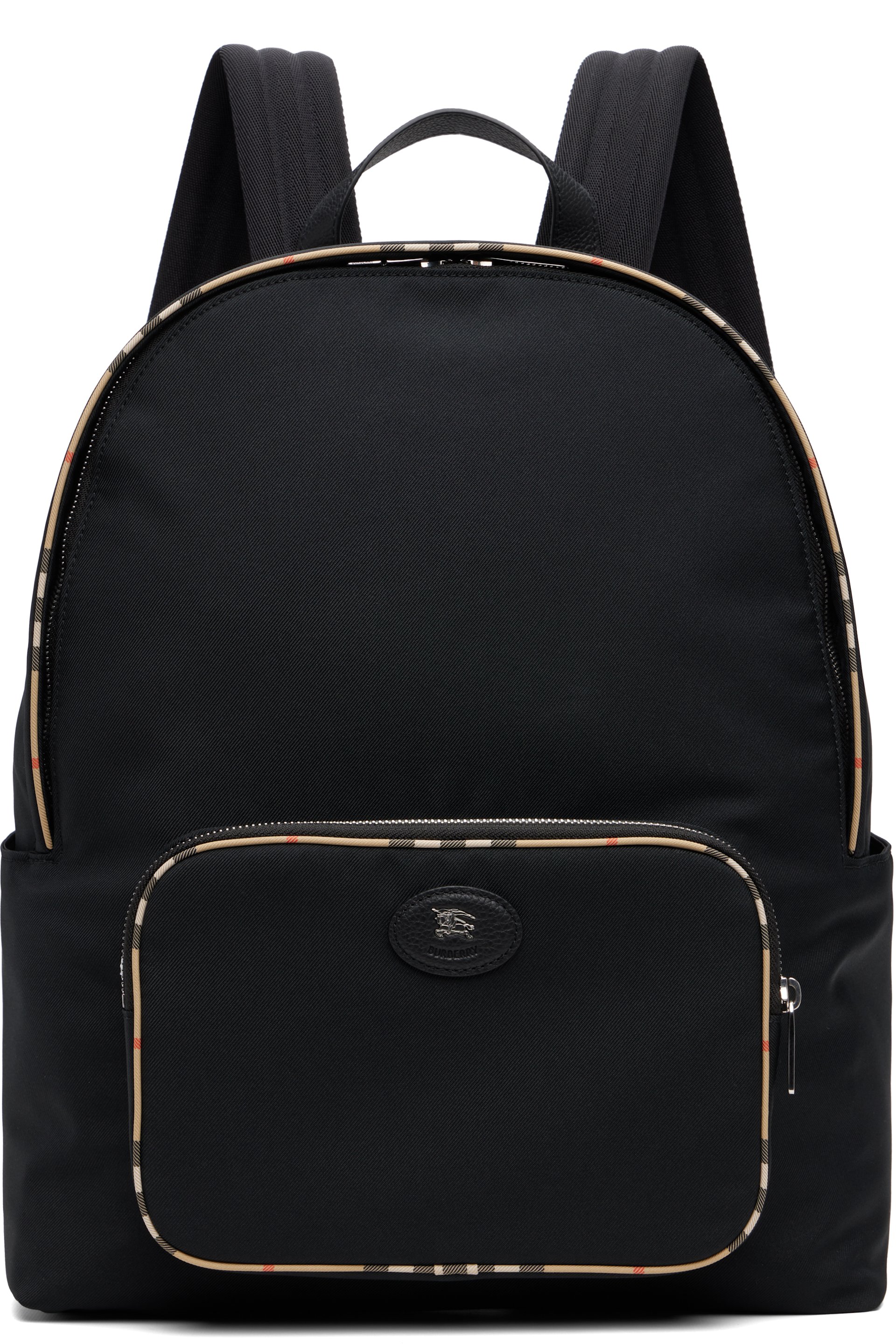 Burberry - Sac à dos noir à carreaux et à garnitures