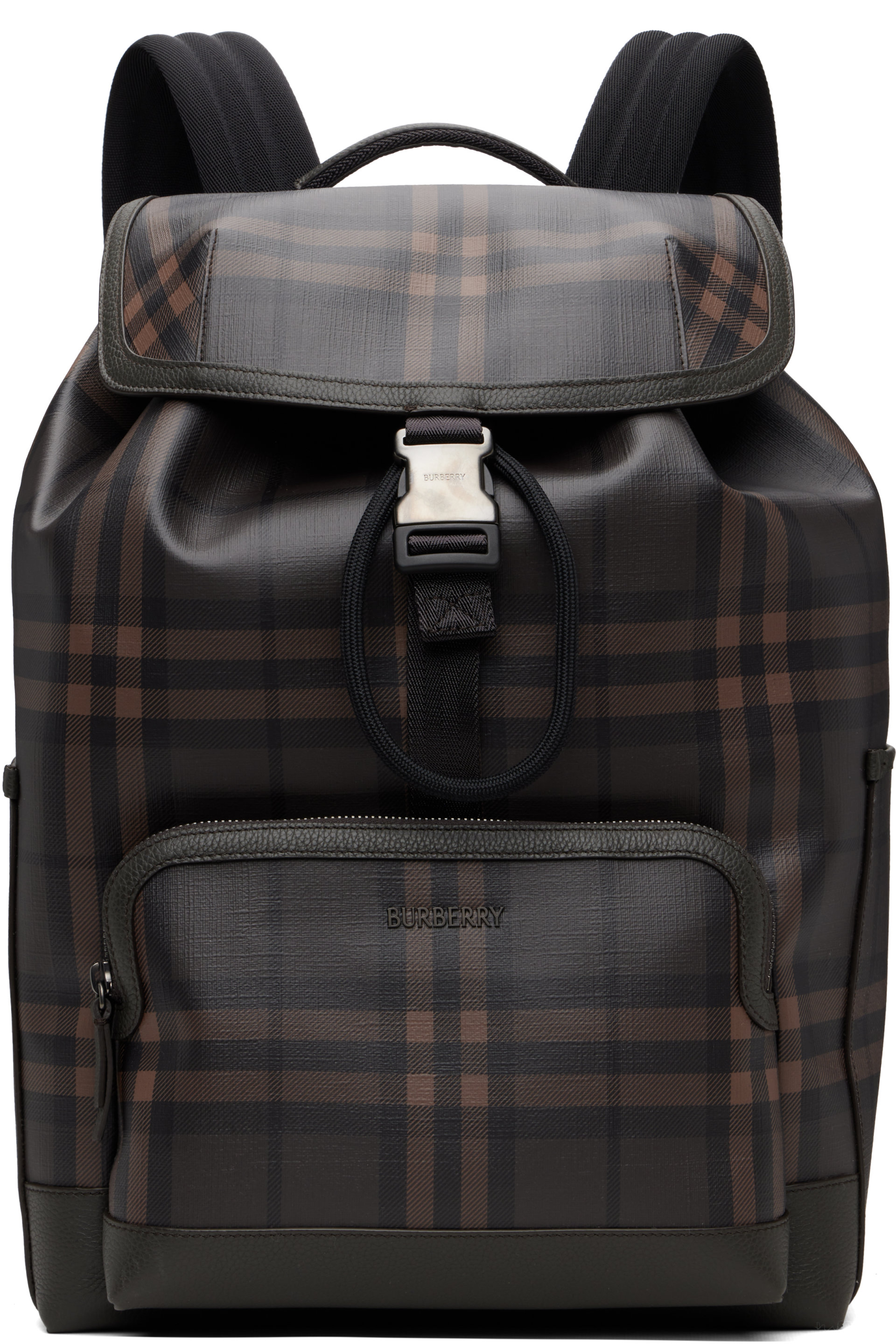 Burberry - 棕色 City Check Clip 双肩包