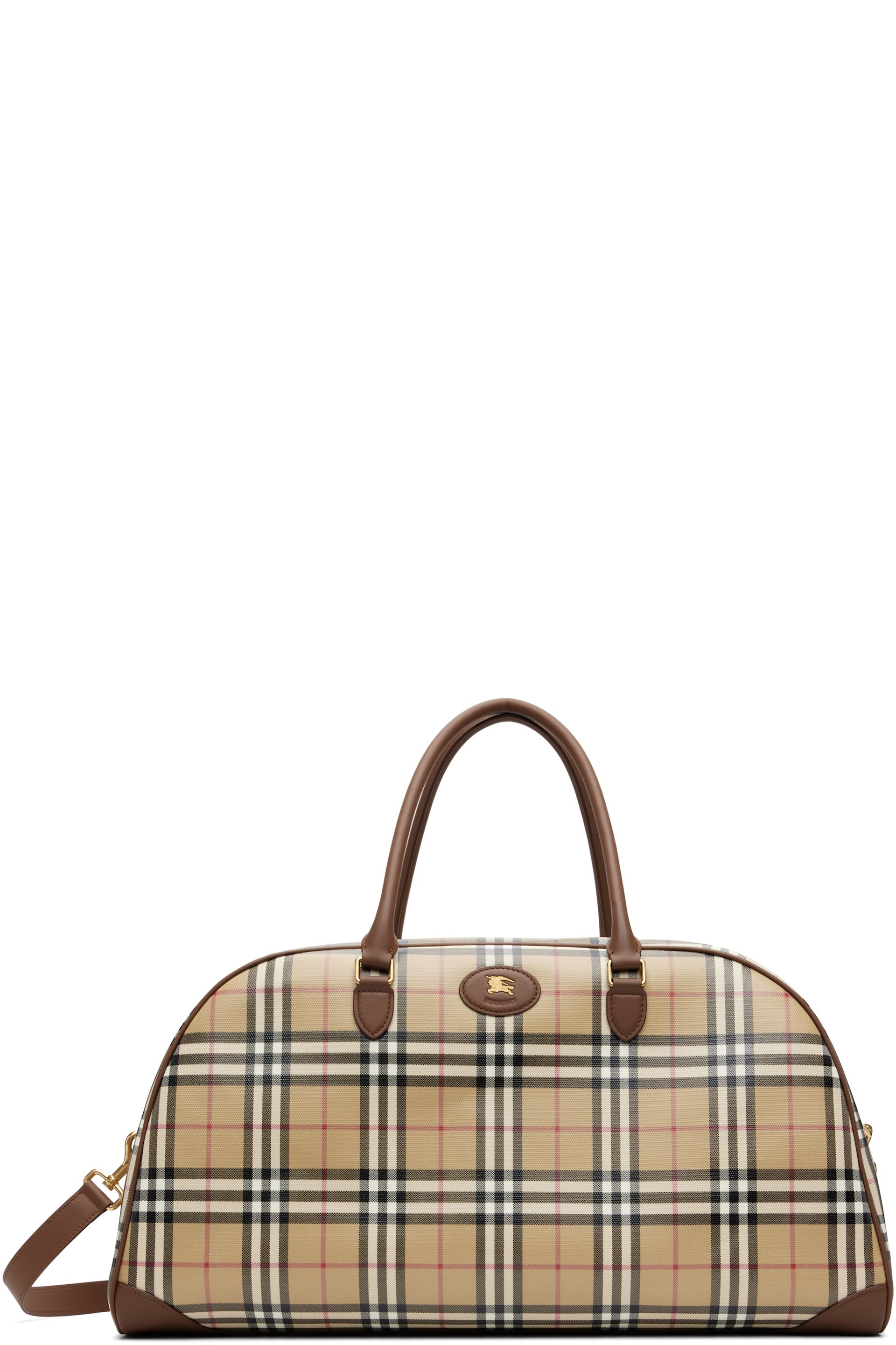 Burberry - Beige Check Holdall Duffle Bag